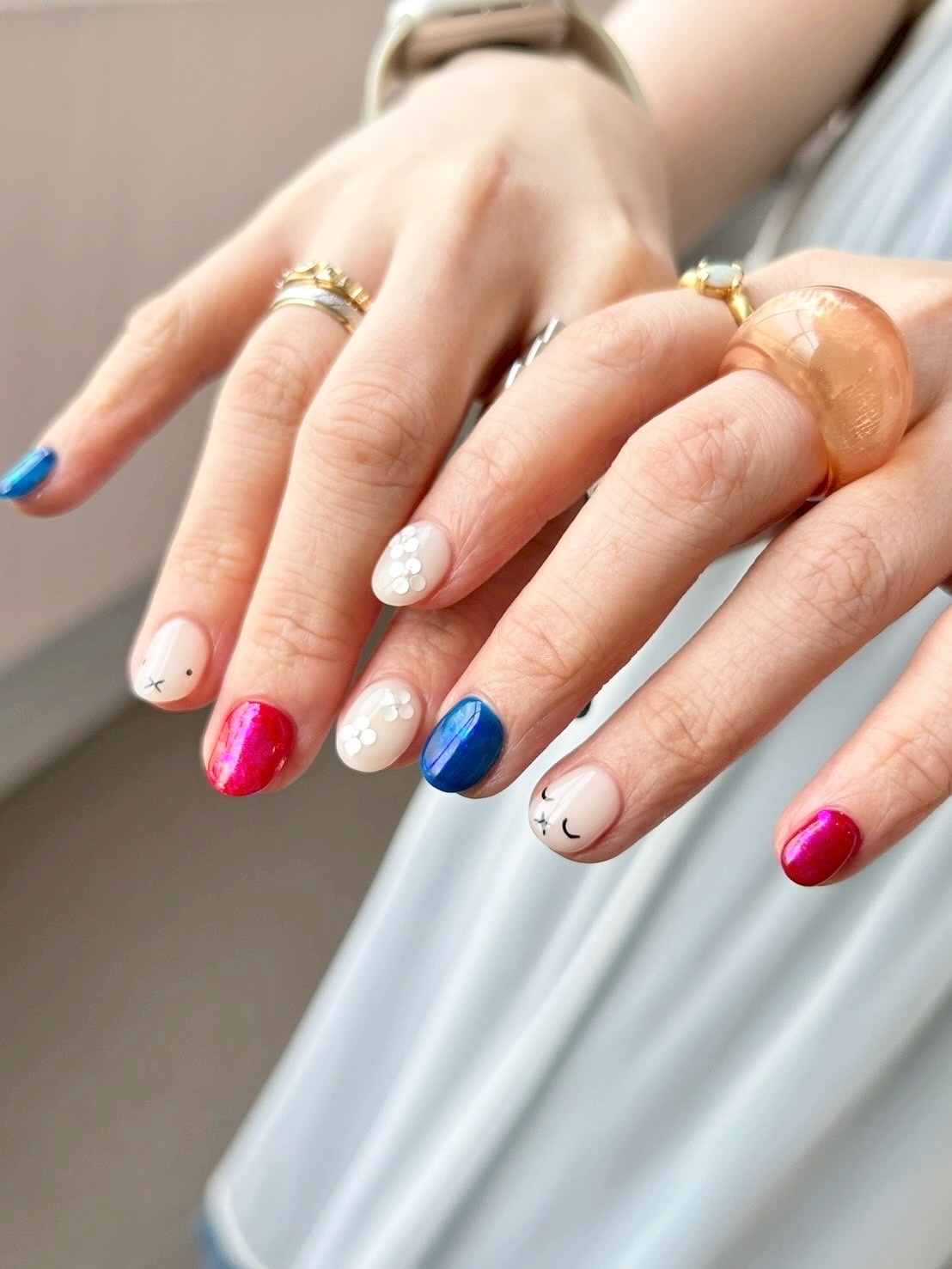 #ミッフィーネイル,#ショートネイルのネイルデザイン