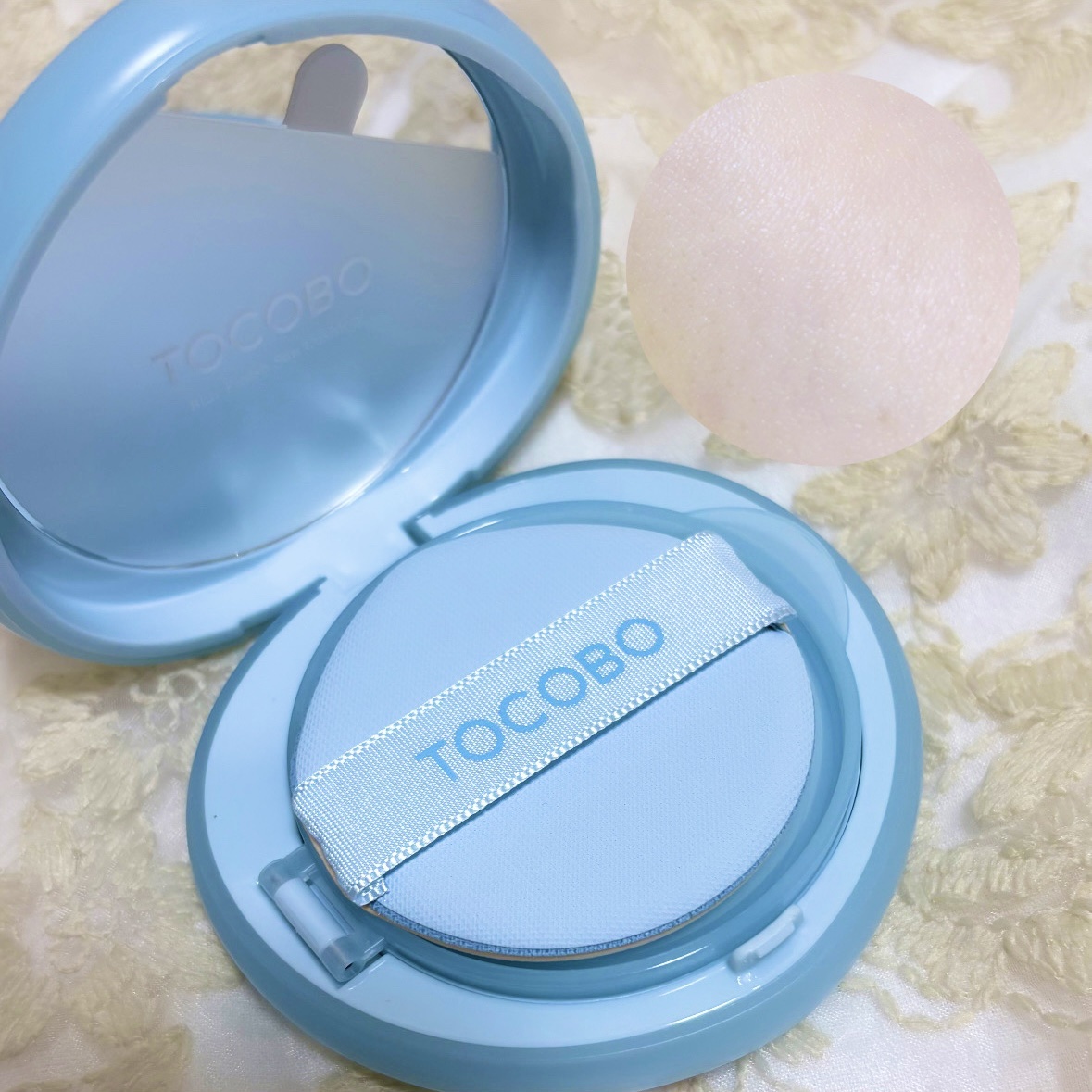 ブラーフィニッシュサンクッション/TOCOBO/日焼け止めパウダーを使ったクチコミ（2枚目）