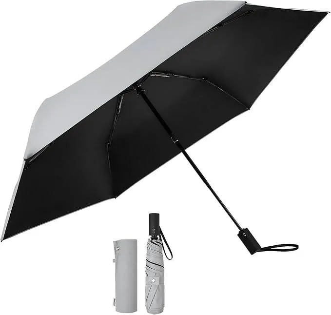 TierFold Series 逆戻り防止の安全式自動開閉折りたたみ傘 グレー