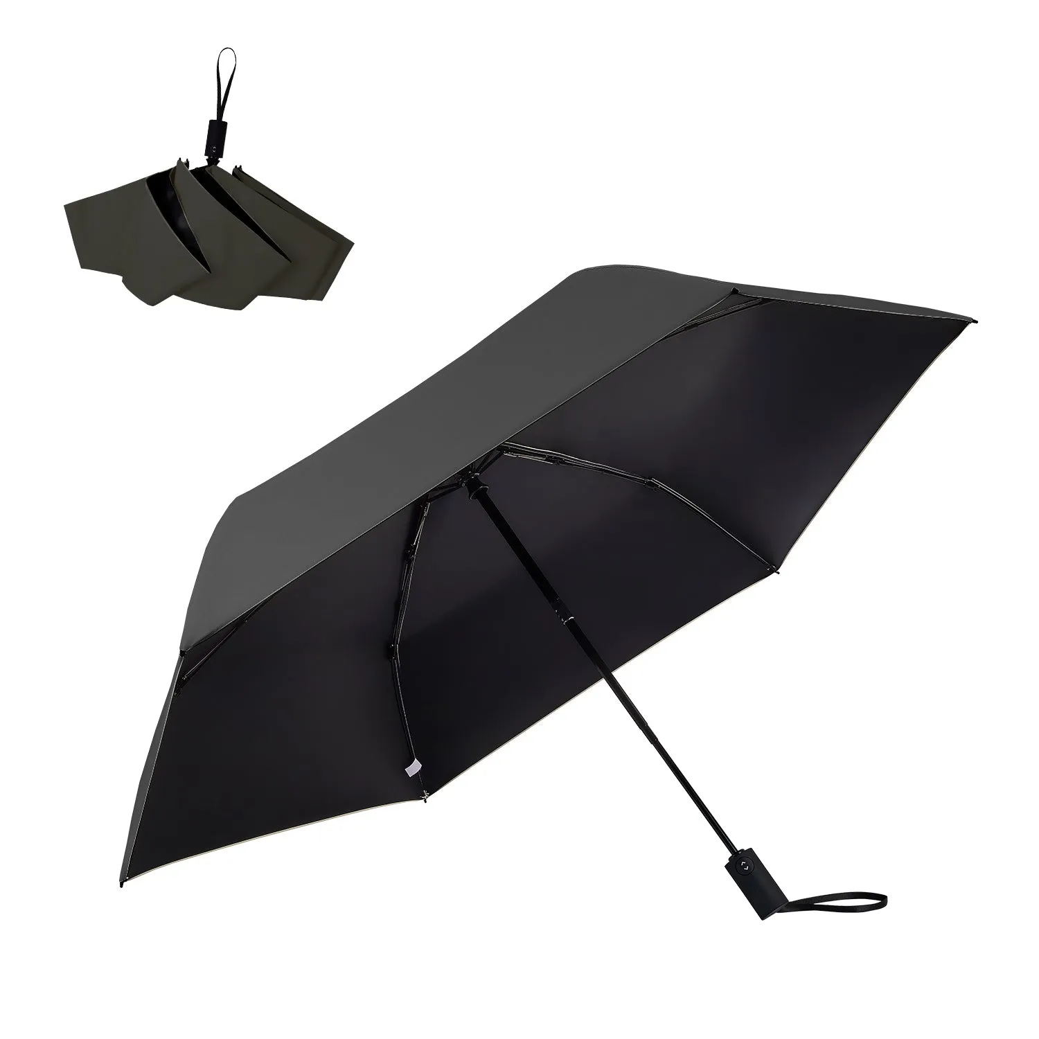 TierFold Series 逆戻り防止の安全式自動開閉折りたたみ傘 ブラック