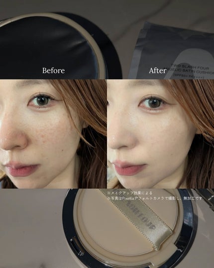 エンジェリックサテンクッション/TWO SLASH FOUR/クッションファンデーションを使ったクチコミ(3枚目)