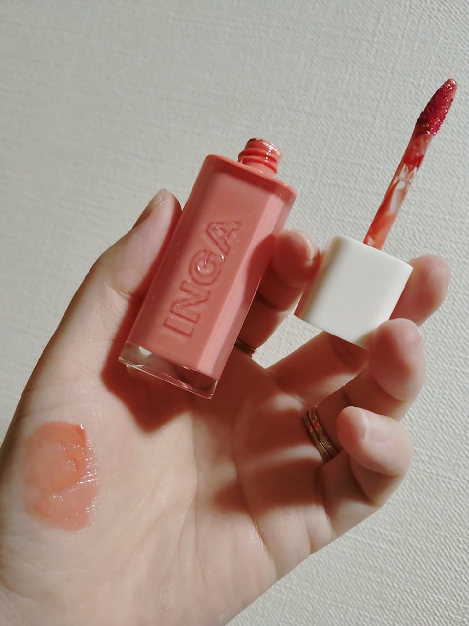 ウォーターグローリップティント 02 リッチサーモン（Rich Salmon）/INGA/リップティントを使ったクチコミ（1枚目）