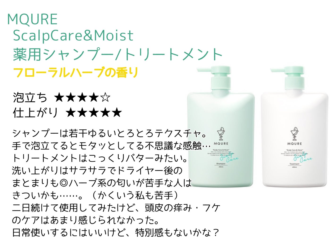 Scalp Care&Moist 薬用シャンプー/薬用トリートメント/MQURE/市販シャンプーを使ったクチコミ(3枚目)