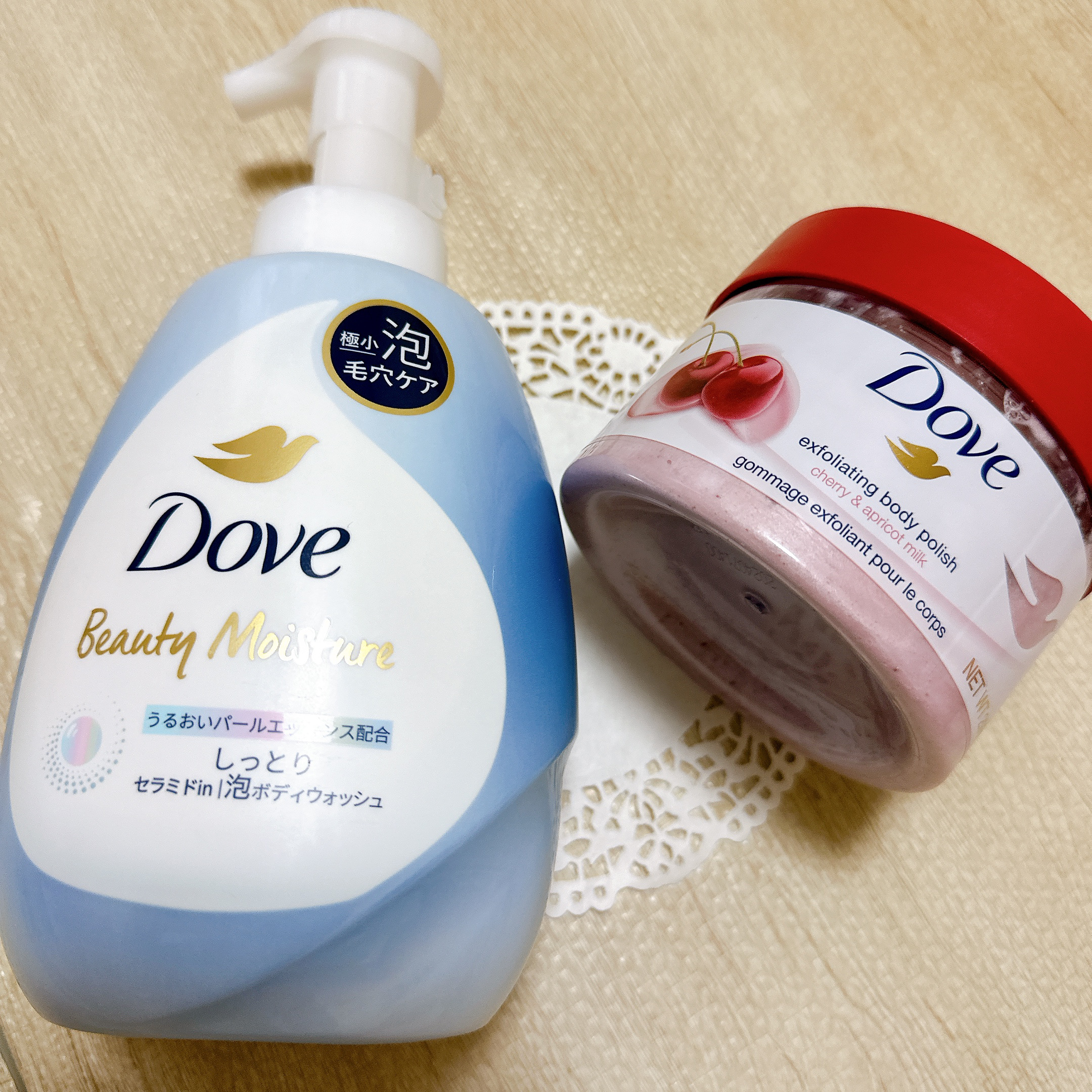ダヴ ふわとろ　クリーミースクラブ チェリー＆アプリコットミルク/ダヴ/ボディスクラブを使ったクチコミ（2枚目）