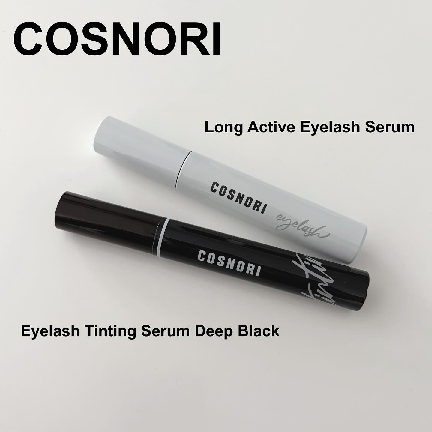 
COSNORI
🤍ロングアクティブアイラッシュセラム
🖤アイラッシュティンティングセラム

COSNORIといえばのまつげ美容液✨️
これほんとお値段もお手頃価格なのに
使用感もよくてずっと大好き👀💓

ティンティングセラムはマス