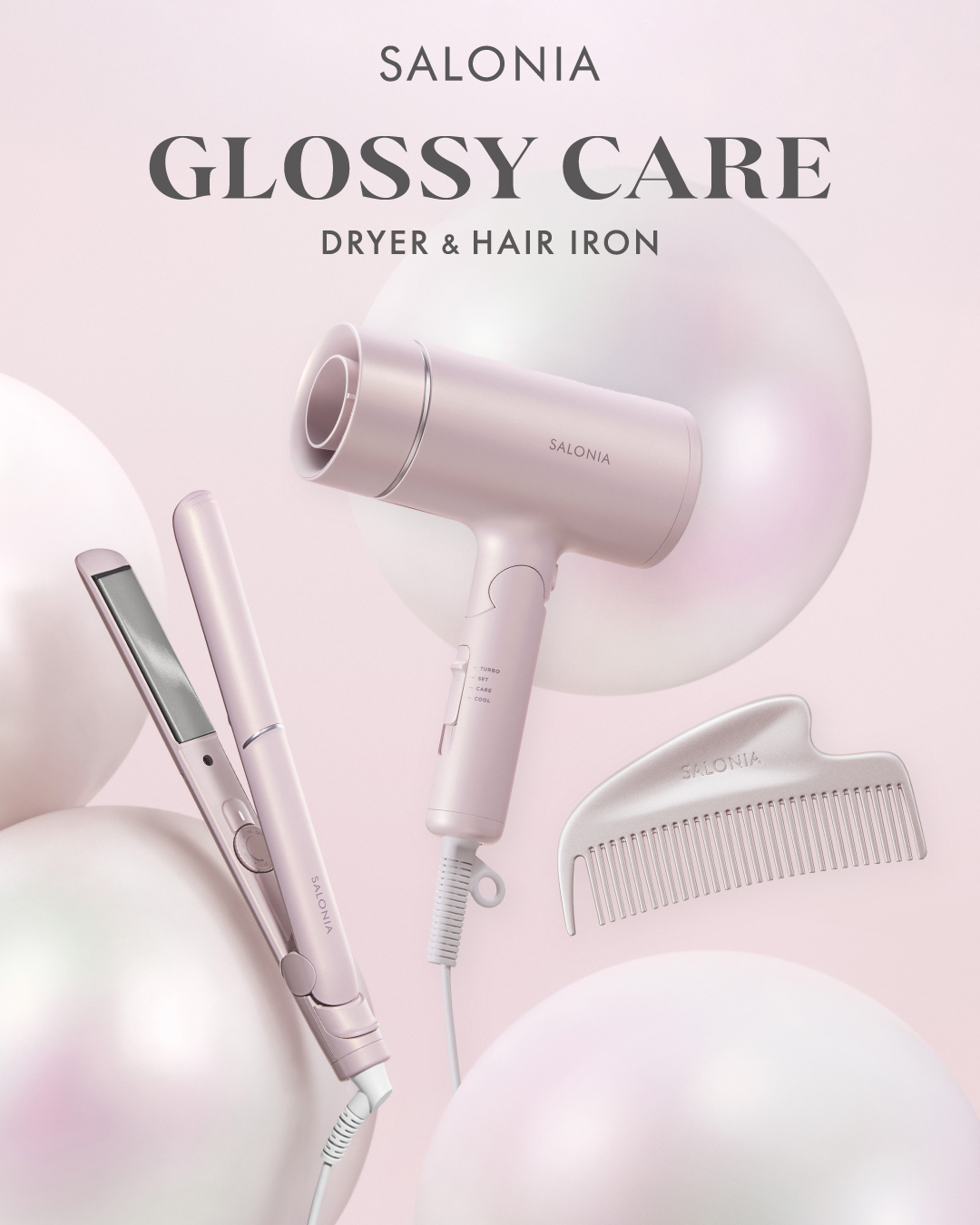 サロニアのグロッシーケアラインのご紹介🩷🧜‍♀️

✧グロッシーケアドライヤー
✧グロッシーケア ストレートヘアアイロン
✧グロッシーケア メタルカッサコーム

パール髪をイメージしたグロッシーケアライン✧˖°
気になる商品はありますか