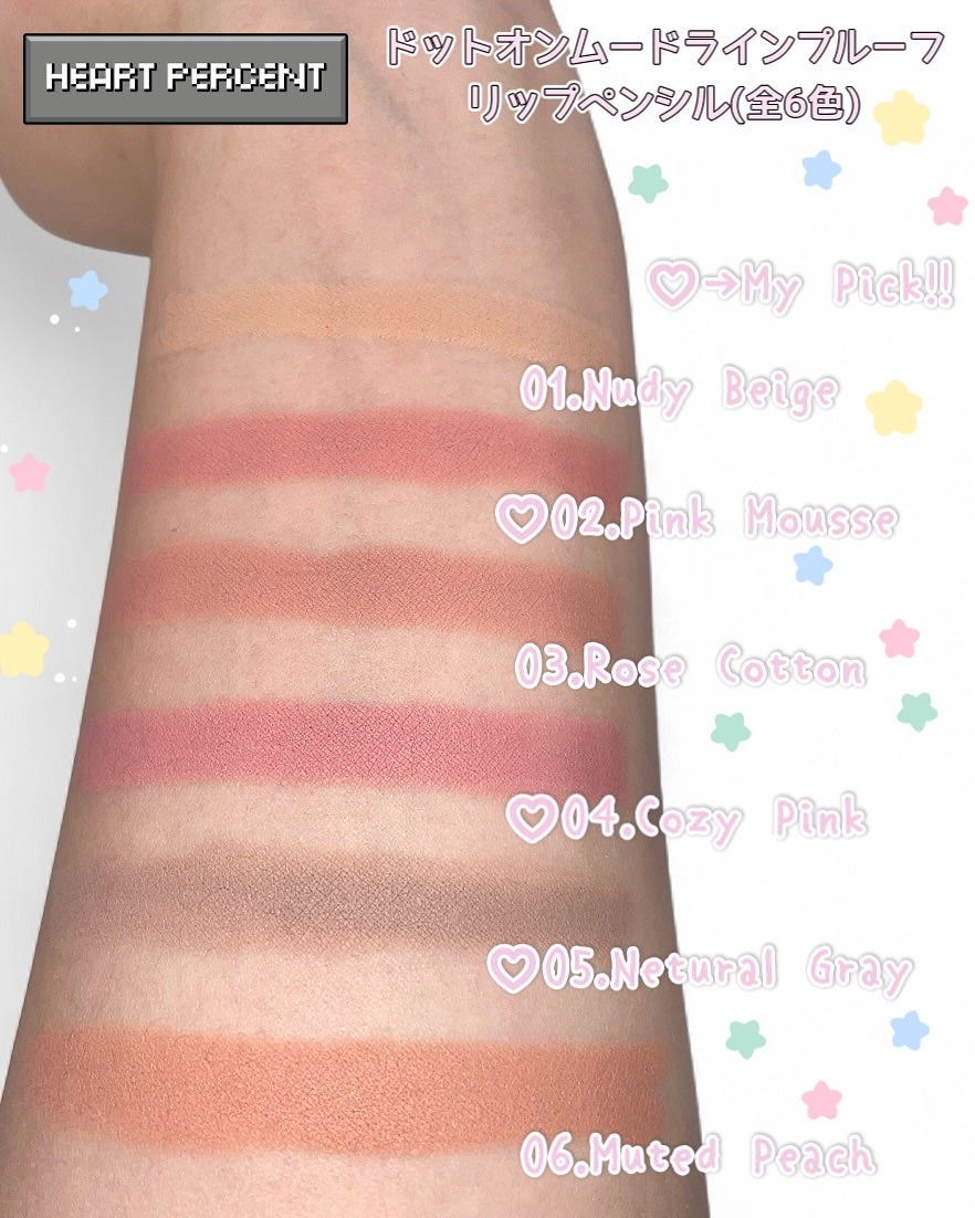 ドットオンムード ラインプルーフリップペンシル/Heart Percent/リップライナーを使ったクチコミ(4枚目)
