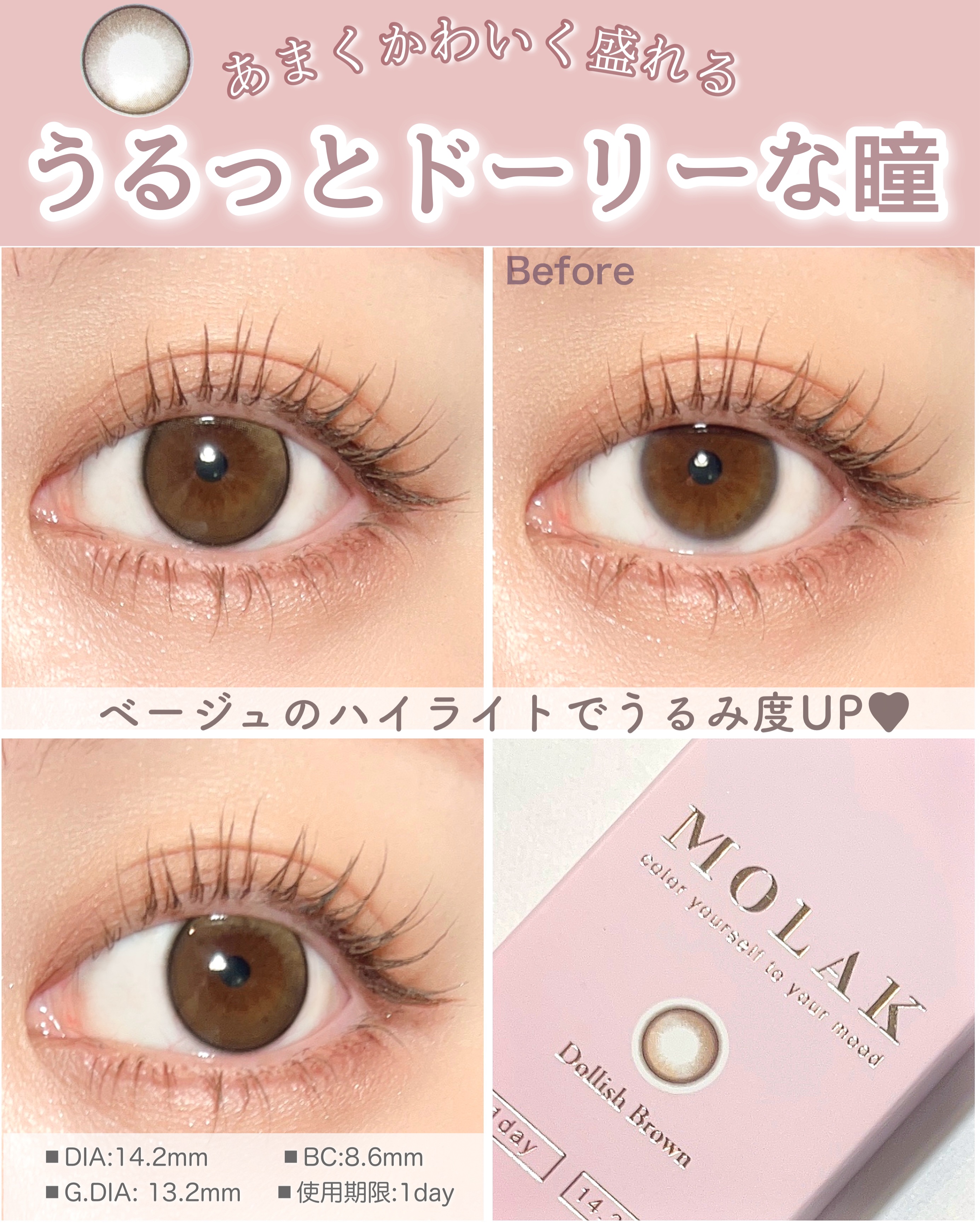 MOLAK 1day ドーリッシュブラウン/MOLAK/ワンデー（１DAY）カラコンを使ったクチコミ（2枚目）