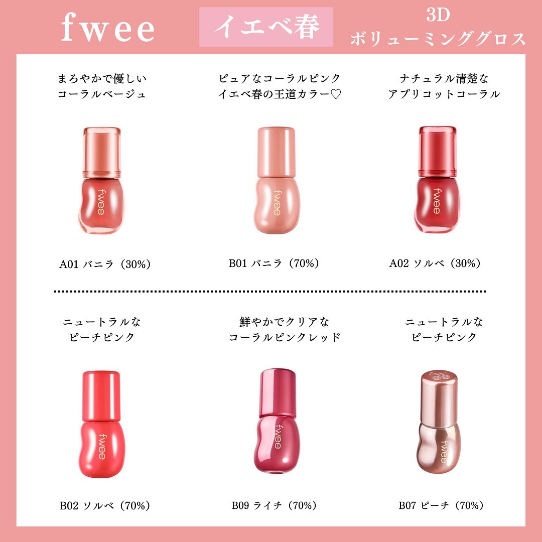 フィー 3Dボリューミンググロス B01 バニラ 70% / fwee(フィー) | LIPS