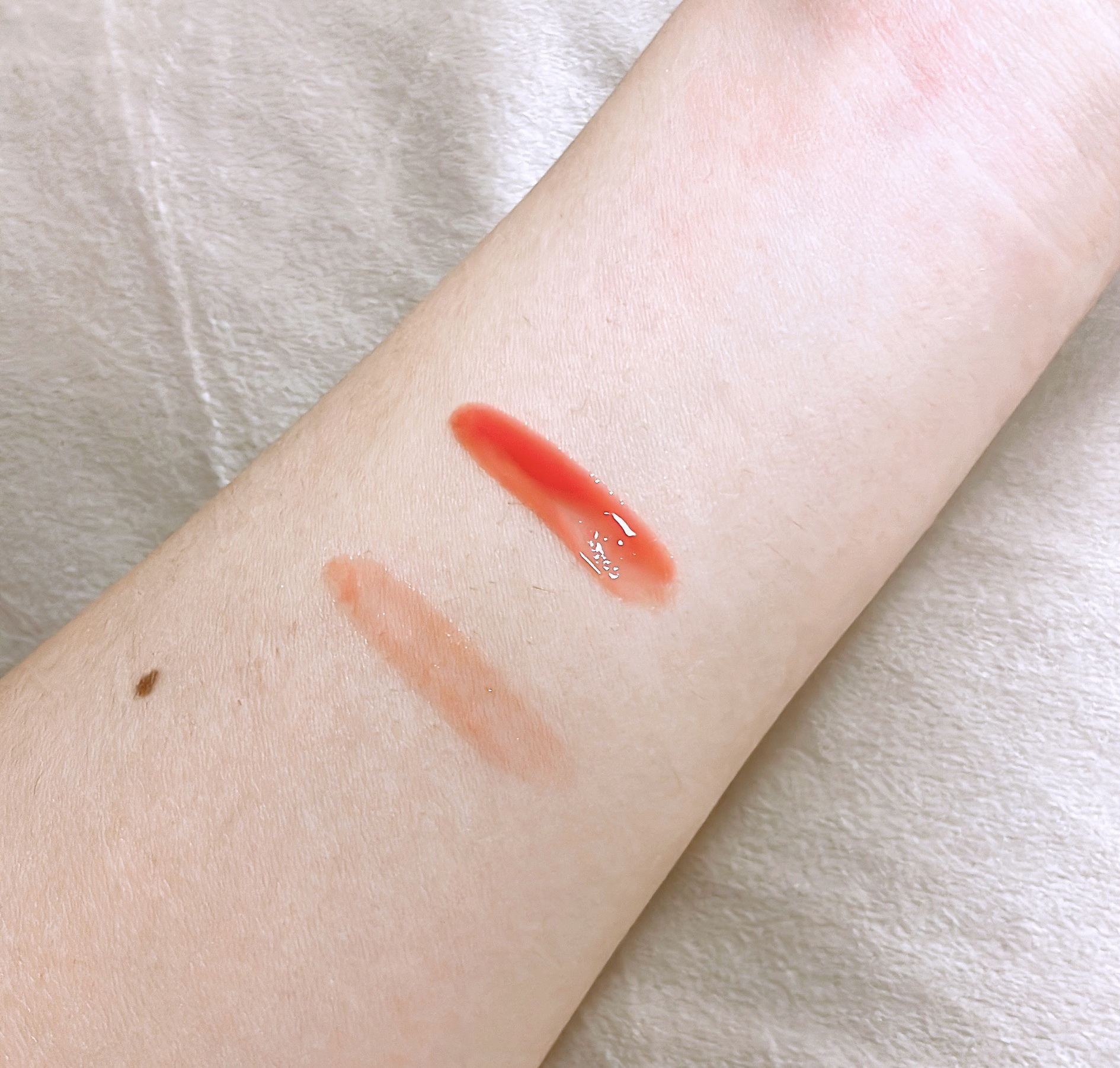 フィー 3Dボリューミンググロス A02 ソルベ 30%/fwee/リップグロスを使ったクチコミ（2枚目）