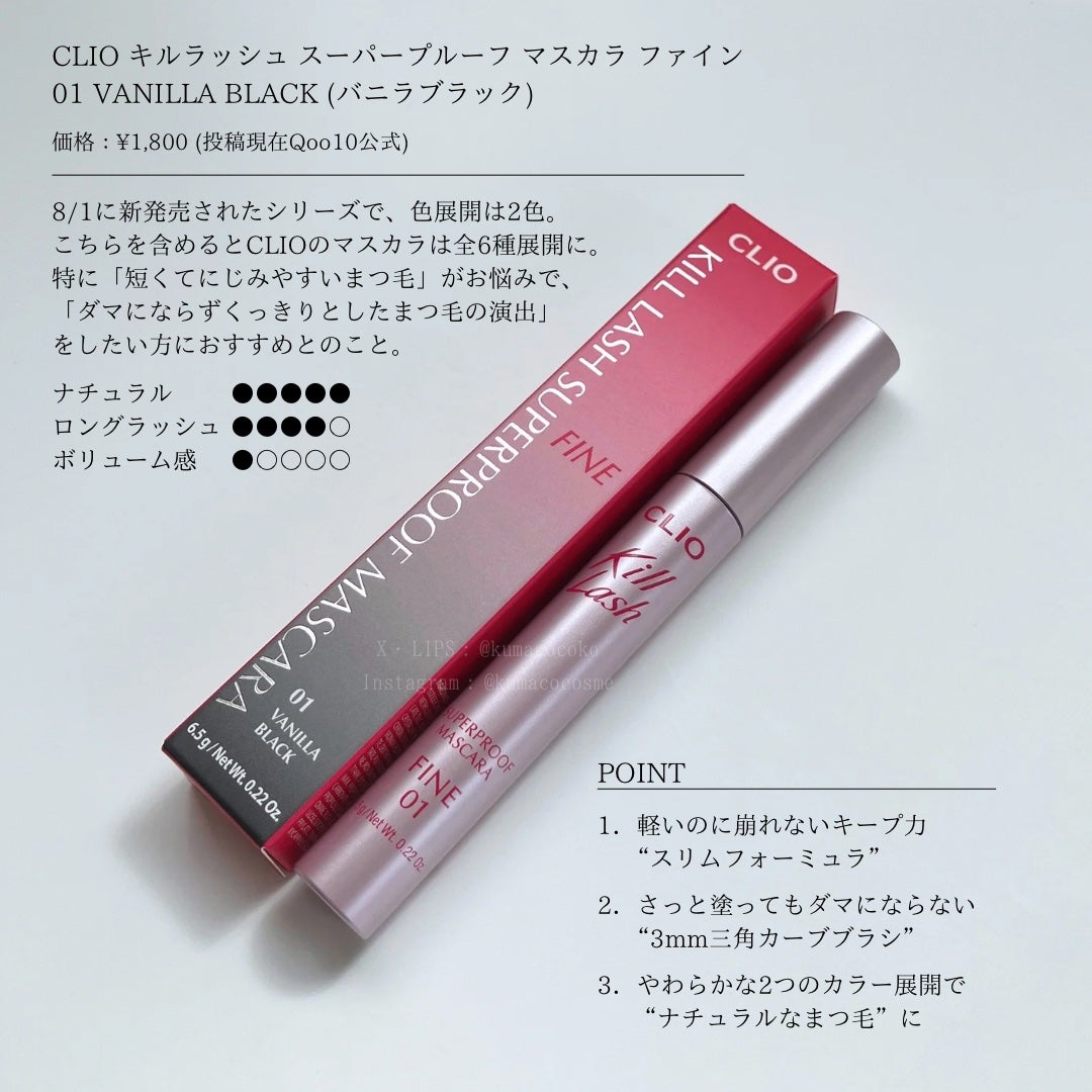 キルラッシュスーパープルーフマスカラファイン /CLIO/マスカラを使ったクチコミ(2枚目)