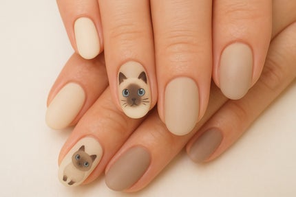 #シャム猫ネイル,#猫ネイル,#アニマルネイル,#上品ネイル,#大人可愛いネイル,#個性派ネイル,#秋冬ネイル,#ブルーネイル,#おしゃれネイル,#癒しネイルのネイルデザイン
