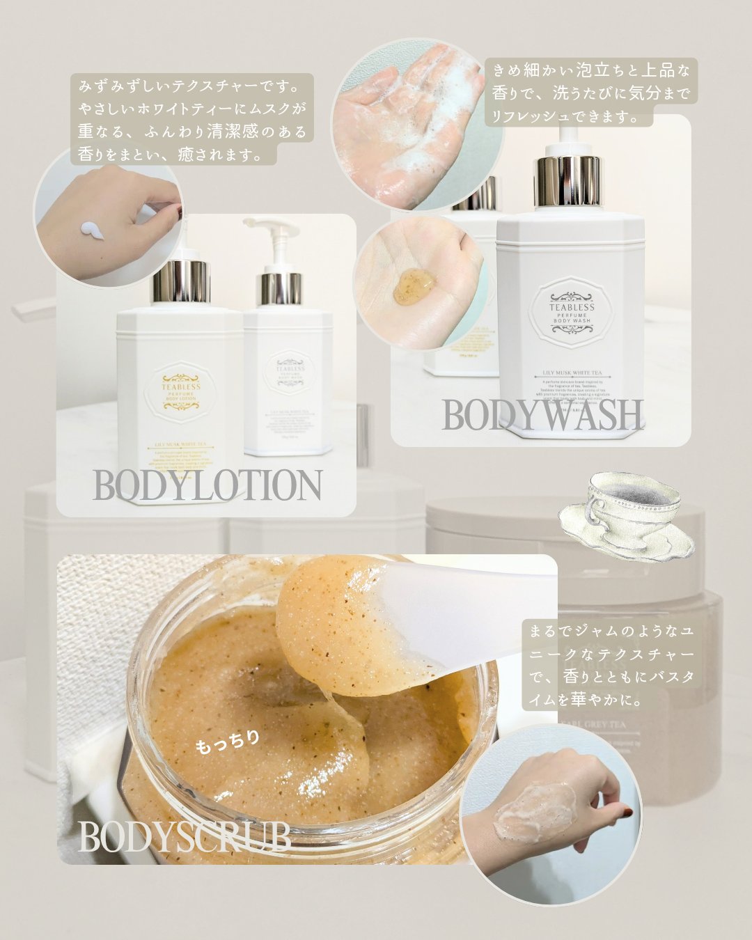 パフュームボディウォッシュ リリームスクホワイトティー/TEABLESS/ボディソープを使ったクチコミ（3枚目）