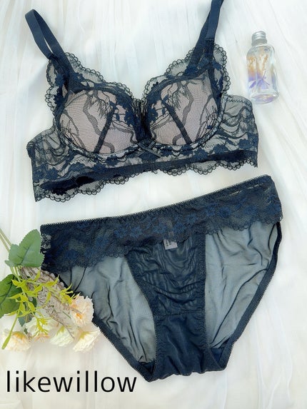 【ノンワイヤー】下厚パッド 花柄総レースブラセット/LikeWillow/その他を使ったクチコミ(1枚目)