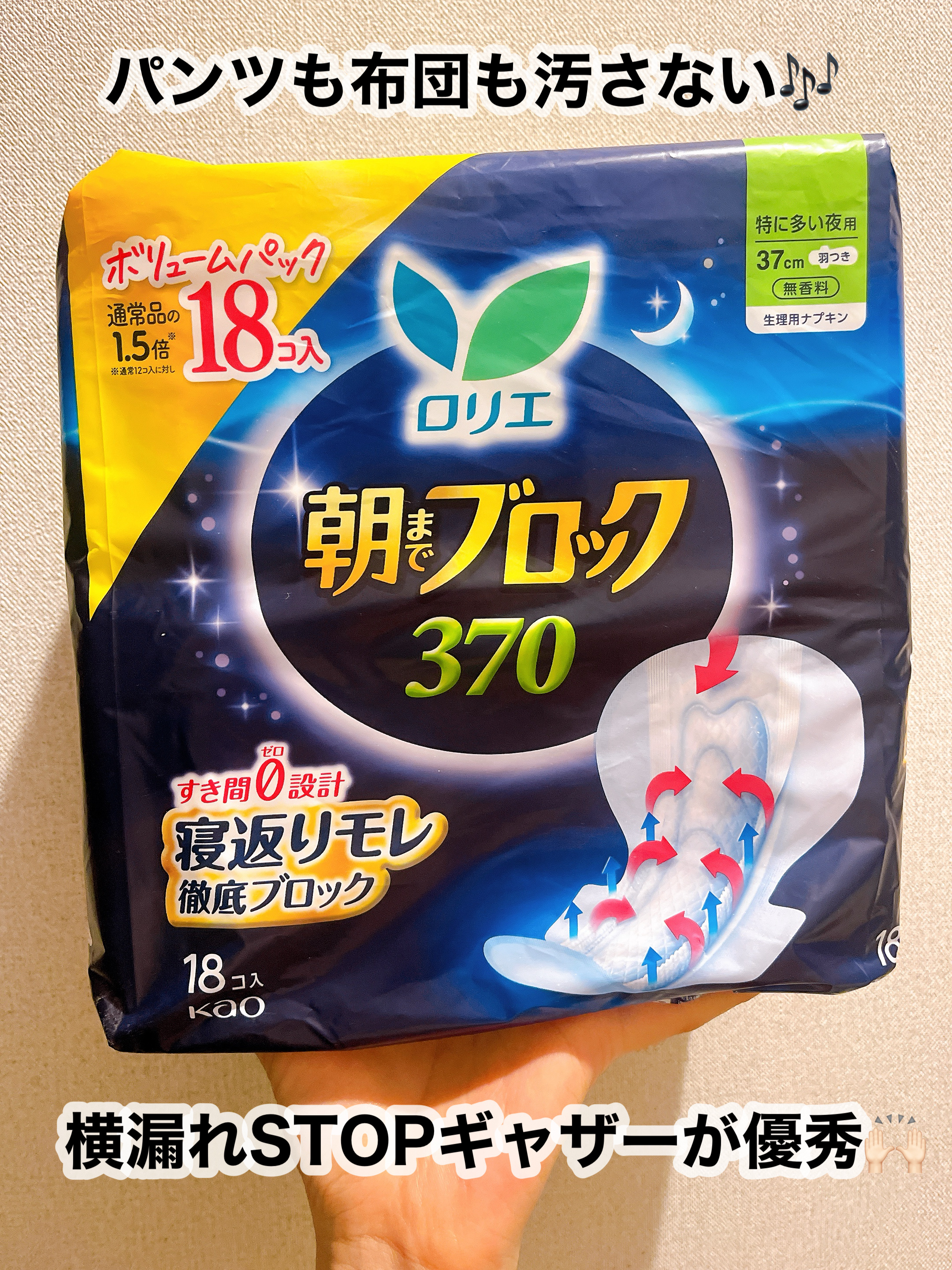 朝までブロック ３７０/ロリエ/ナプキンを使ったクチコミ（1枚目）