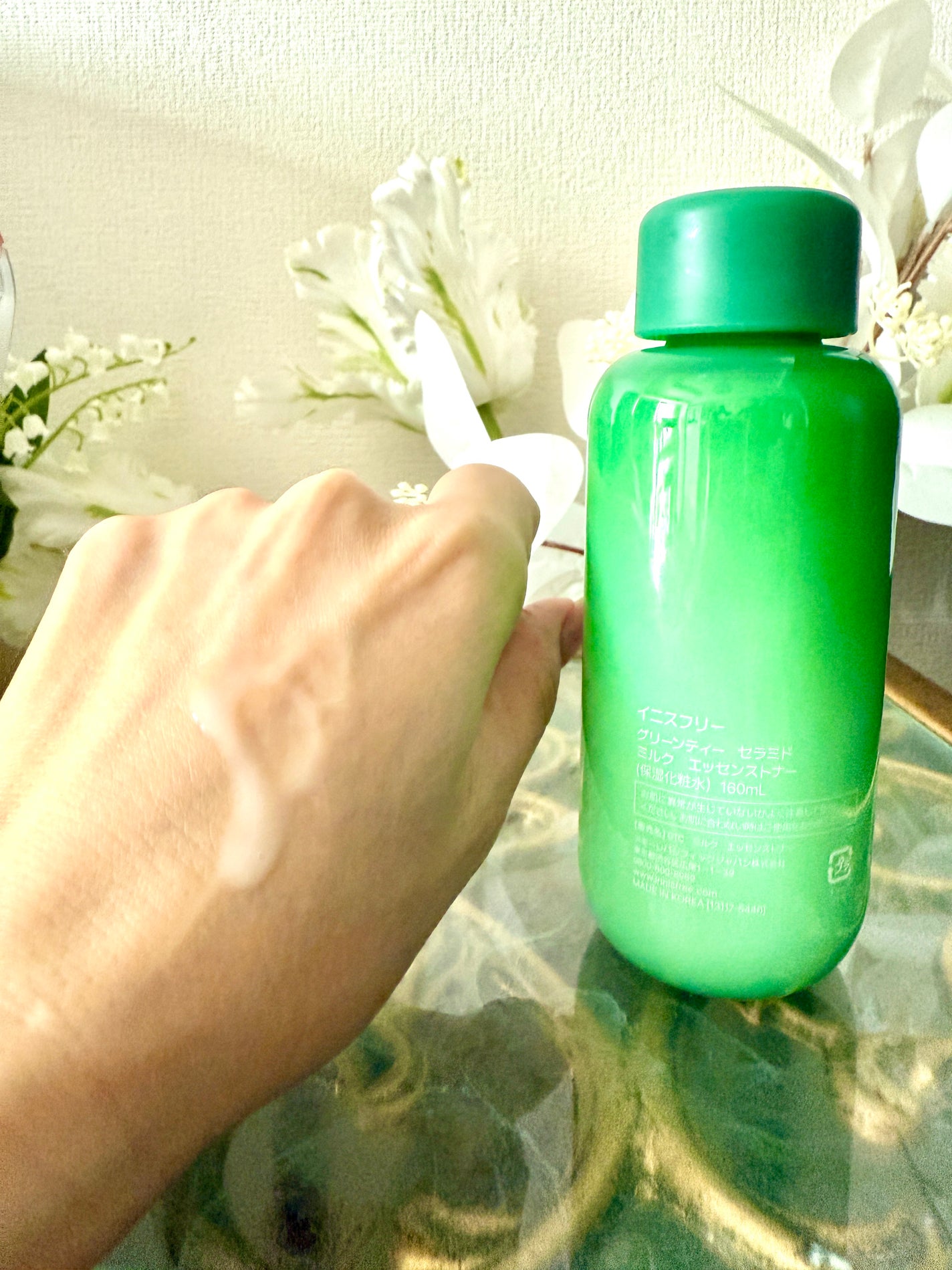 グリーンティー セラミド ミルク エッセンストナー/innisfree/化粧水を使ったクチコミ(3枚目)