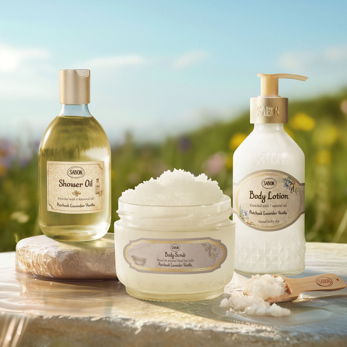 SABON人気商品3点セット　パチュリ・ラベンダー・バニラ ボディリチュアルキット パチュリ・ラベンダー・バニラ 2025