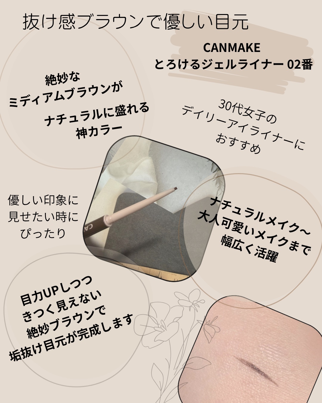 クリーミータッチライナー/キャンメイク/ジェルアイライナーを使ったクチコミ（3枚目）