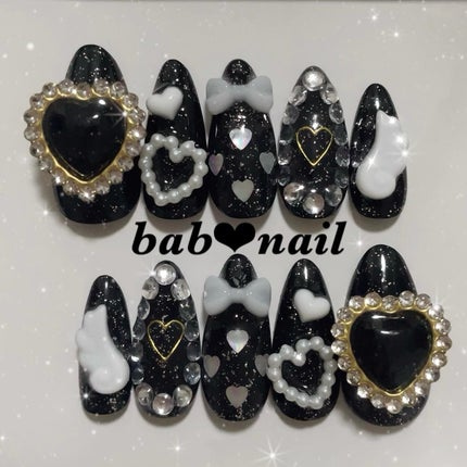 ばぶnail❤︎ネイルチップ on LIPS 「♡┈┈┈┈┈┈┈┈┈┈┈┈┈┈┈♡無敵ブラック❤︎地雷・..」(4枚目)