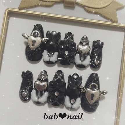 ばぶnail❤︎ネイルチップ on LIPS 「♡┈┈┈┈┈┈┈┈┈┈┈┈┈┈┈♡×無敵ブラック×の量産型・地..」(4枚目)