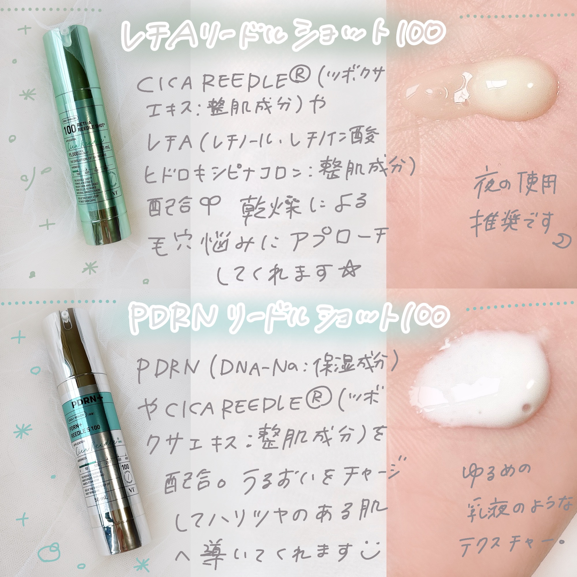 VTのスキンケア・基礎化粧品 リードルショット100他、7商品を使った