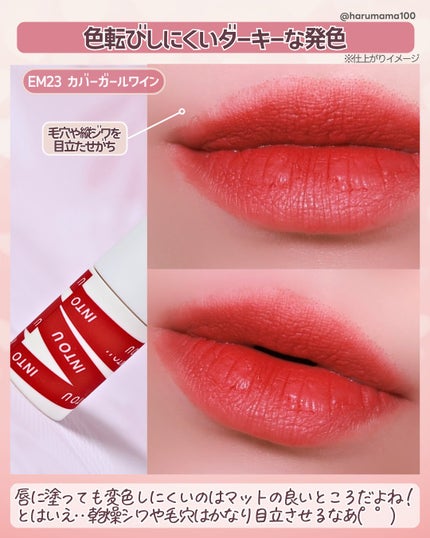 スーパーマットリップ&チークマッド/INTO U/口紅を使ったクチコミ(5枚目)