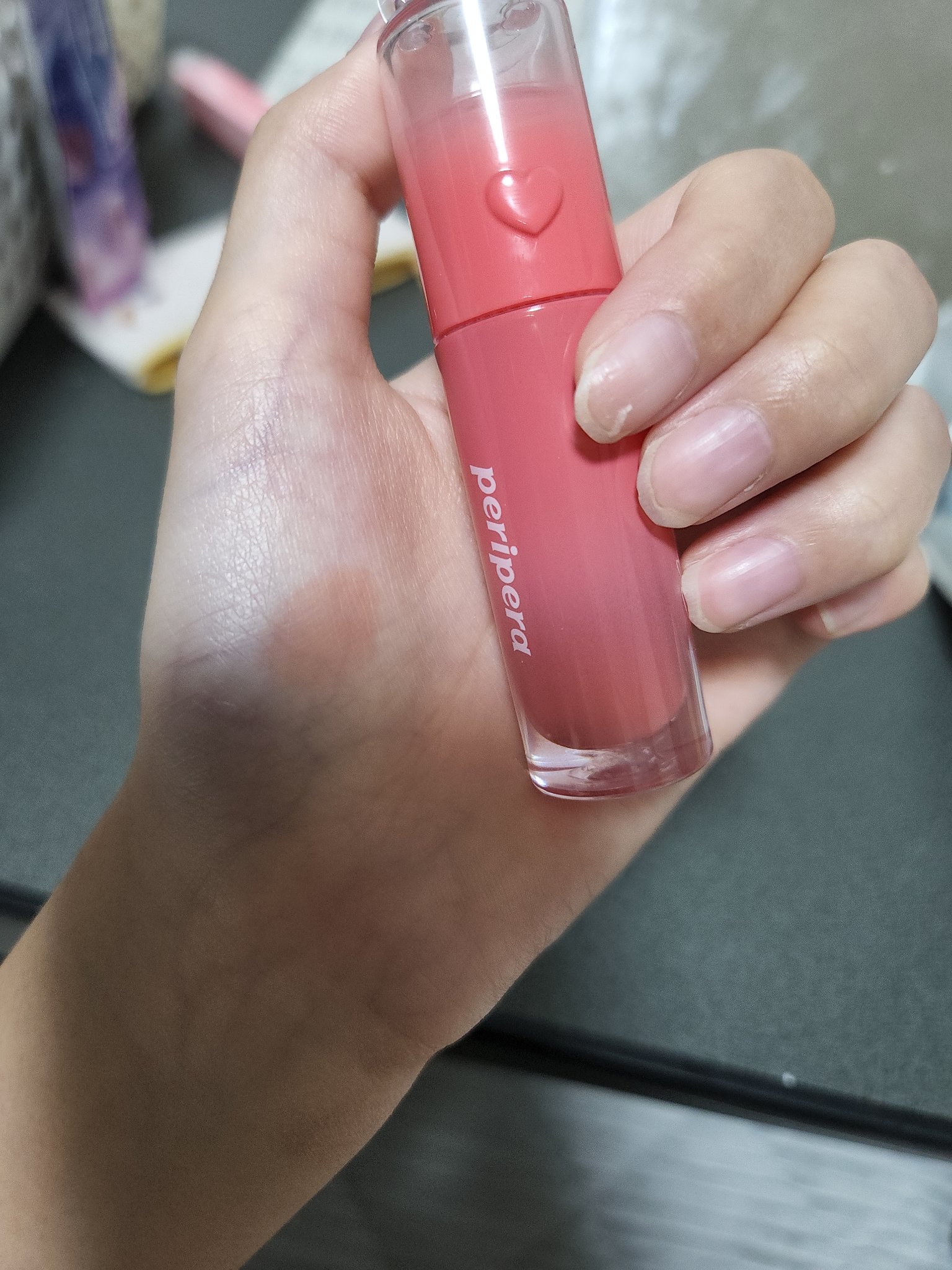 ペリペラ インク ムード グロイ ティント 35 SPECIAL CORAL(コーラル特講)【ハート盛り】/PERIPERA/リップティントを使ったクチコミ（1枚目）