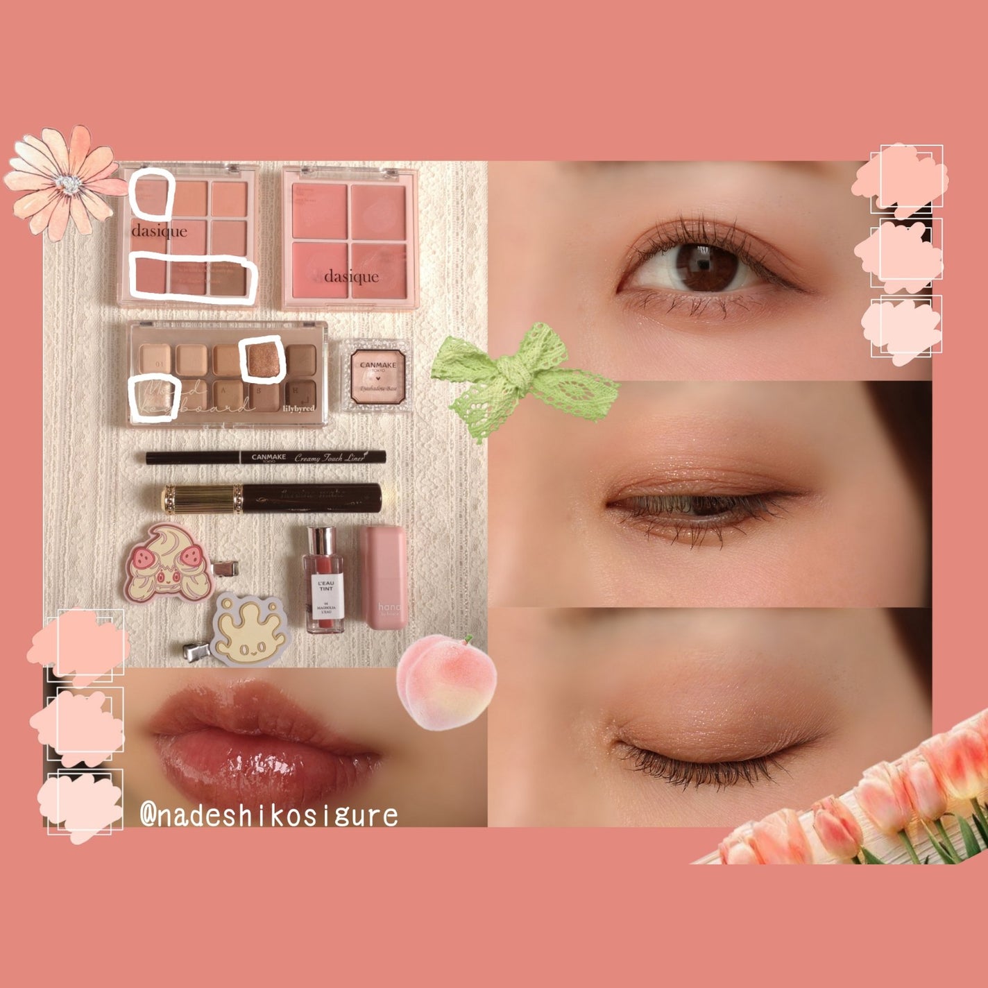 なでしこ on LIPS 「🩷️イエベ秋のピンクメイクまとめ今までにやったピンクメイクをま..」(8枚目)