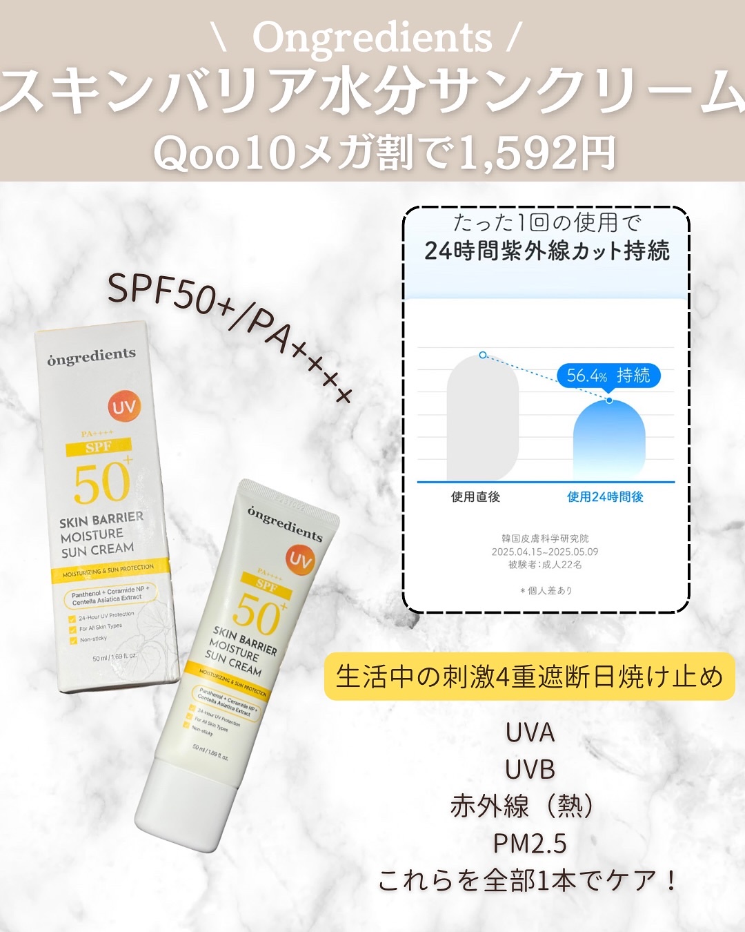 スキンバリアモイスチャーサンクリーム/Ongredients/日焼け止めクリームを使ったクチコミ（2枚目）