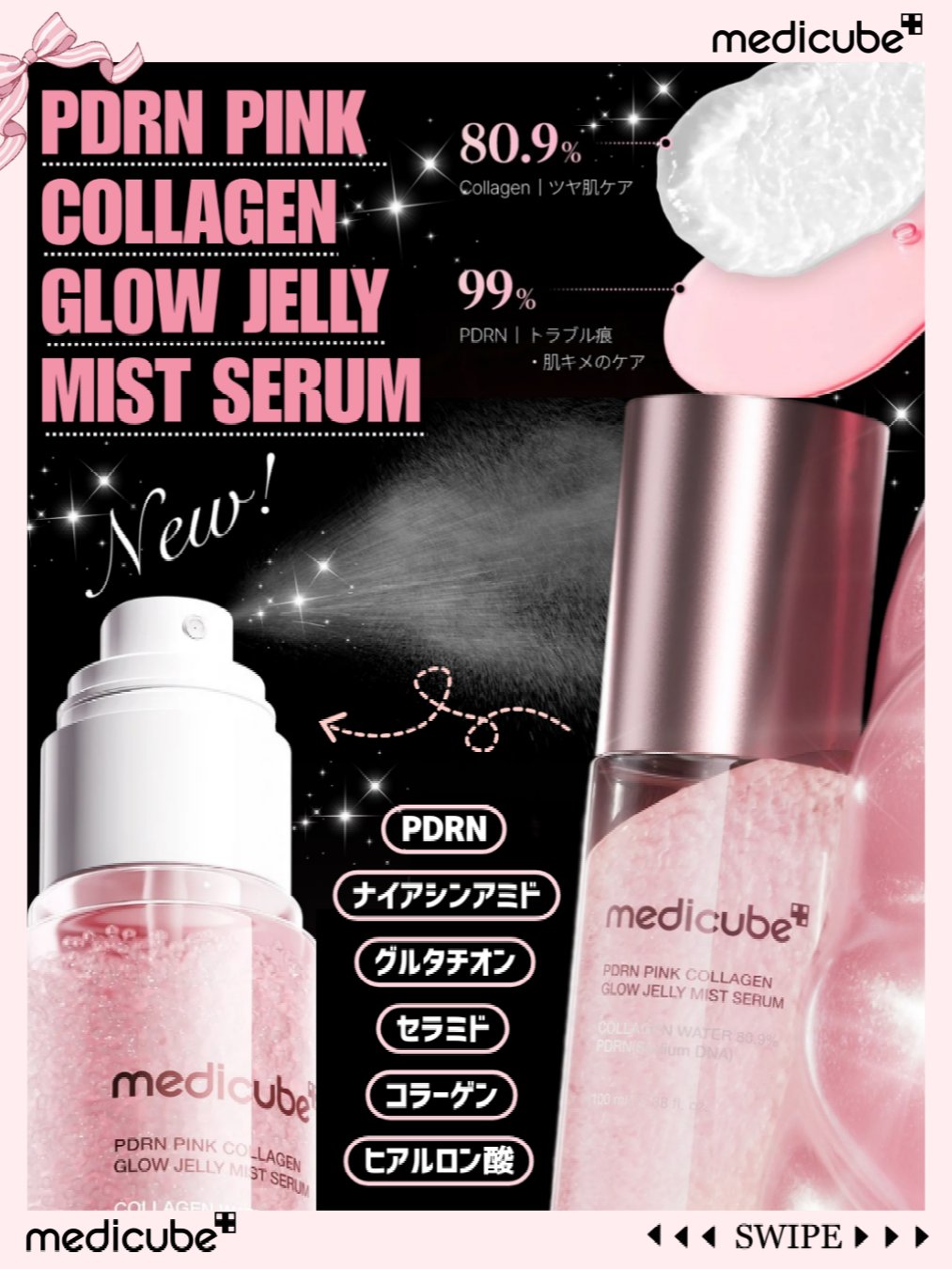 試してみた】PDRNピンクゼリーセラムミスト MEDICUBEの効果・肌質別の
