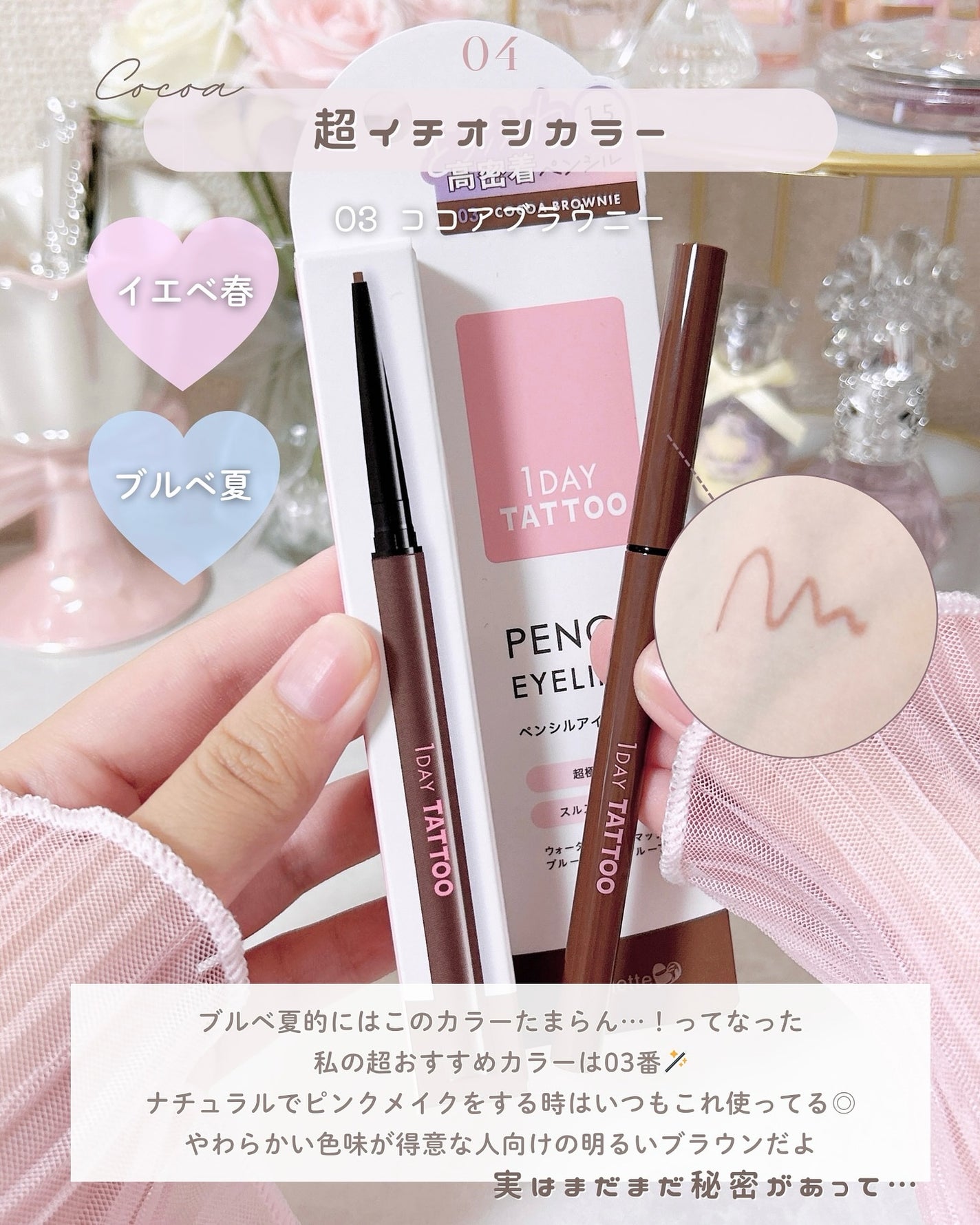 1DAY TATTOO ペンシルアイライナー/K-パレット/ペンシルアイライナーを使ったクチコミ(5枚目)