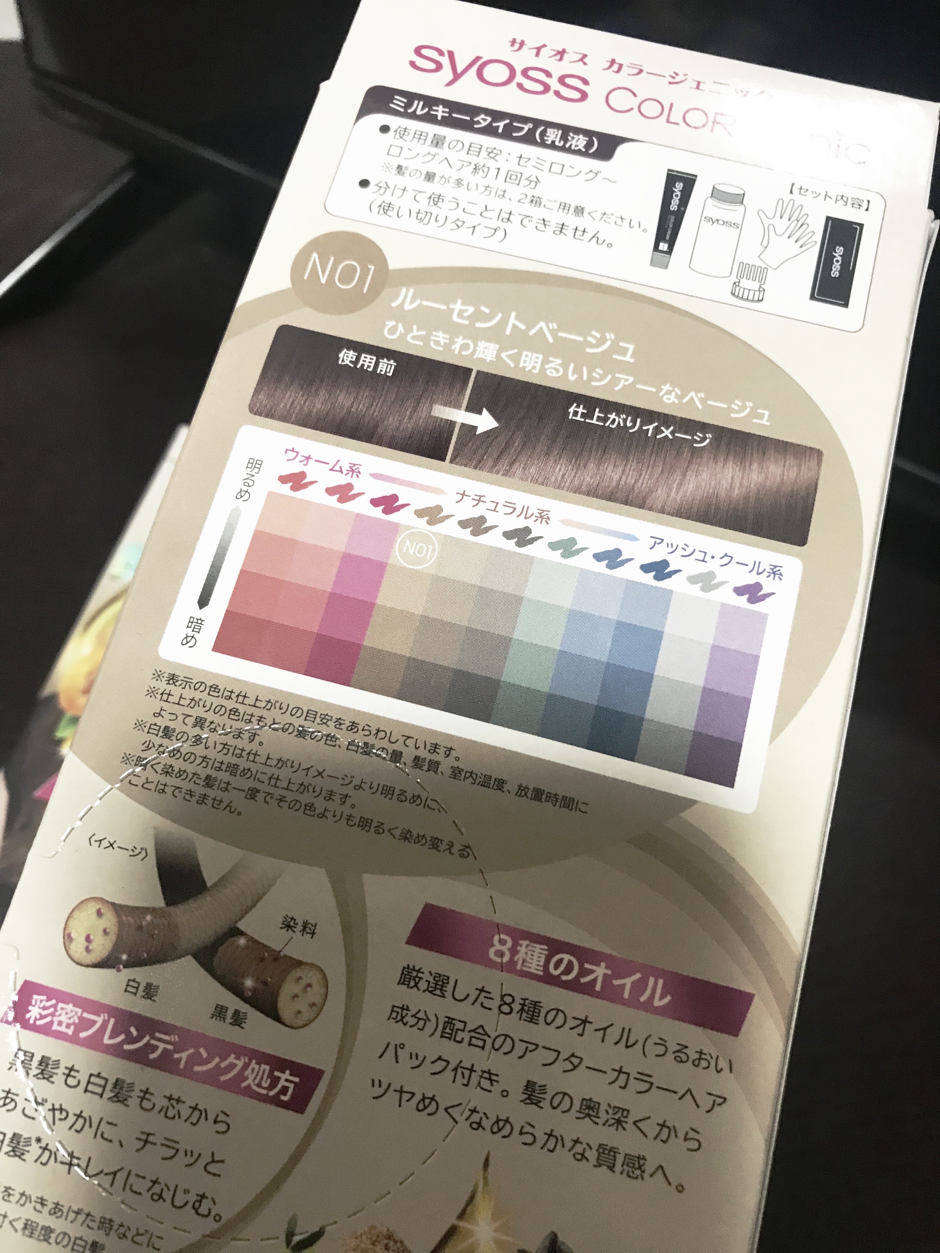 サイオス カラージェニック ミルキーヘアカラー (ちらっと白髪用)のクチコミ「サイオス
カラージェニック ミルキーヘアカラー
ちらっと白髪用
N01　ルーセントベージュ

.....」（2枚目）