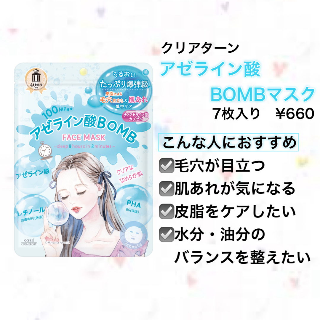 クリアターン　アゼライン酸BOMBマスク/クリアターン/シートマスク・パックを使ったクチコミ（2枚目）