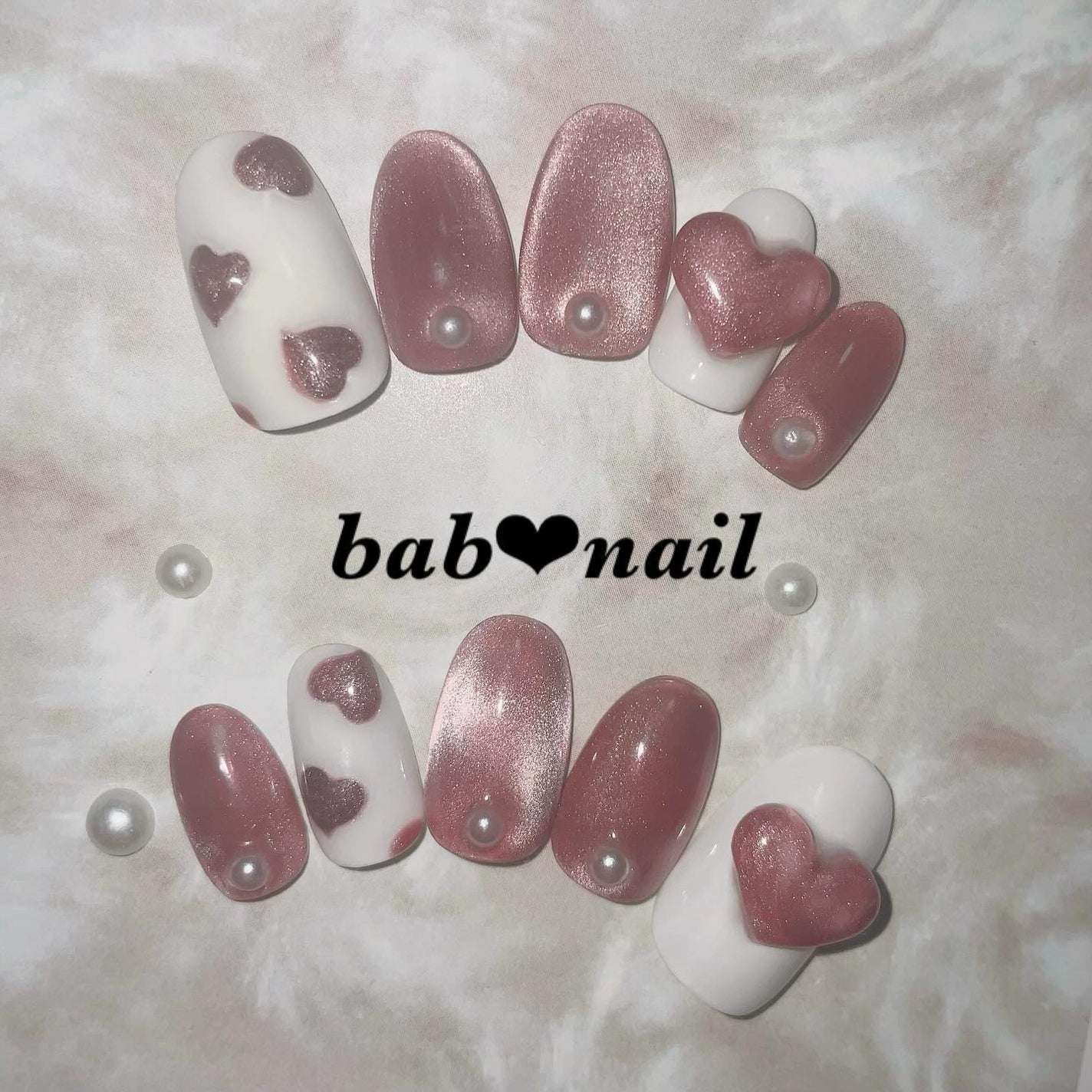 ばぶnail❤︎ネイルチップ on LIPS 「ぷくぷくハートネイルチップ🩷🎀❤︎マグネットで角度ごとに..」(1枚目)