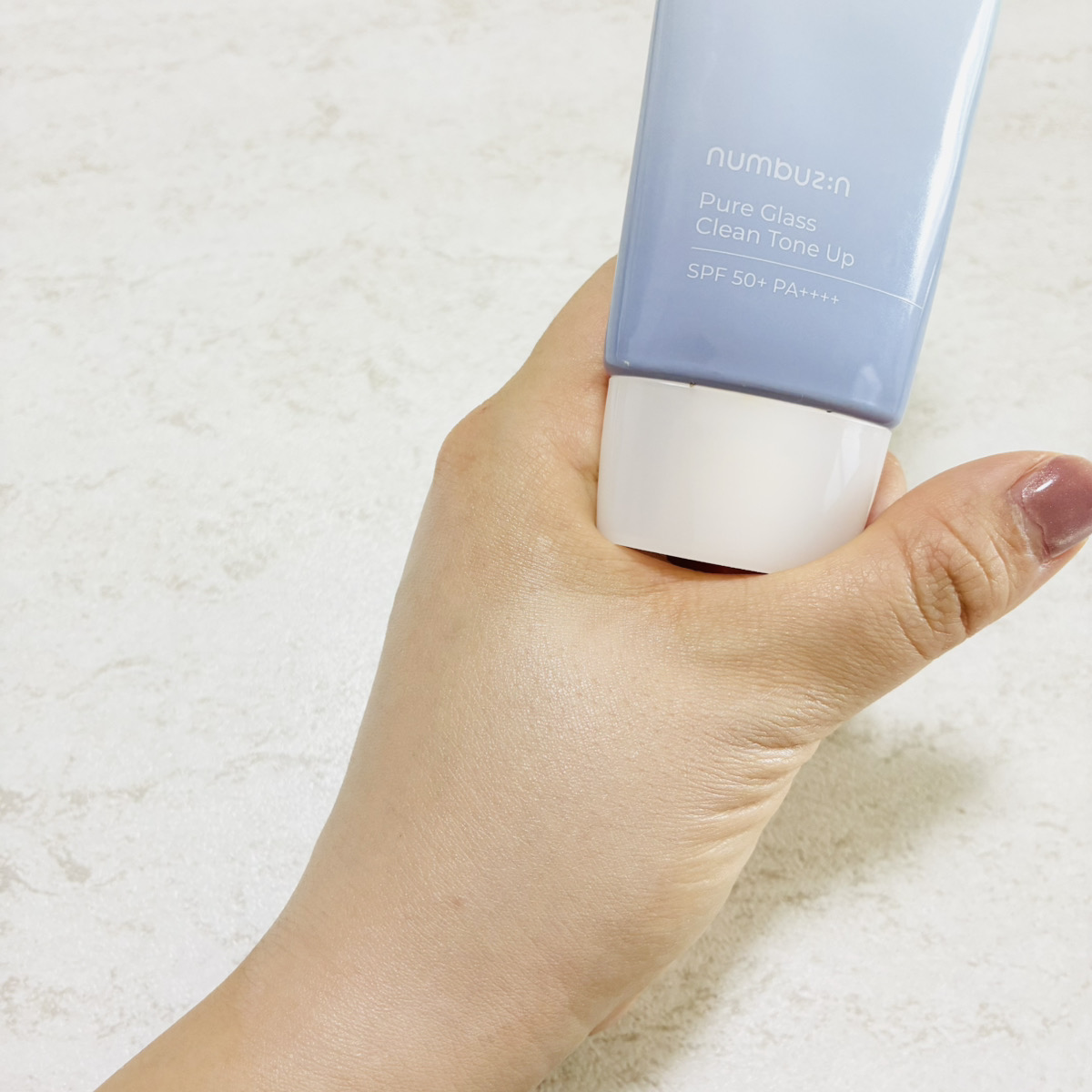 numbuzin 1番 ガラス玉トーンアップクリームのクチコミ「💎ナンバーズイン「ガラス玉トーンアップクリーム（SPF50+・PA++++）」レビュー

夏は.....」（3枚目）