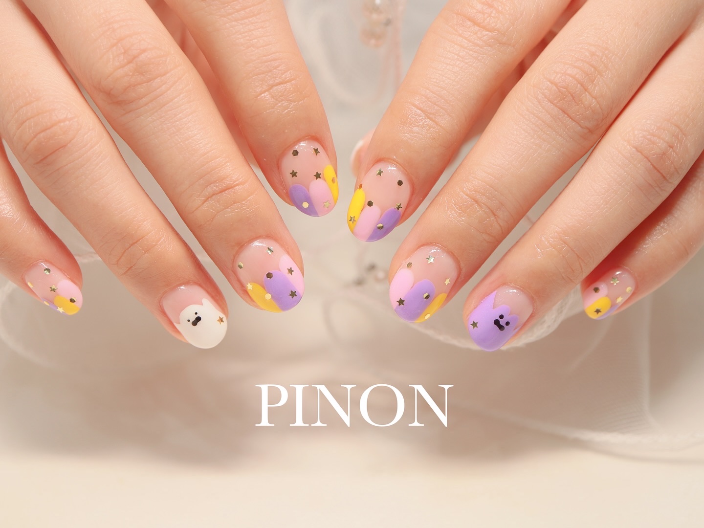 #ハロウィンネイル,#おばけネイル,#たれネイル,#カラフルネイル,#秋ネイルのネイルデザイン