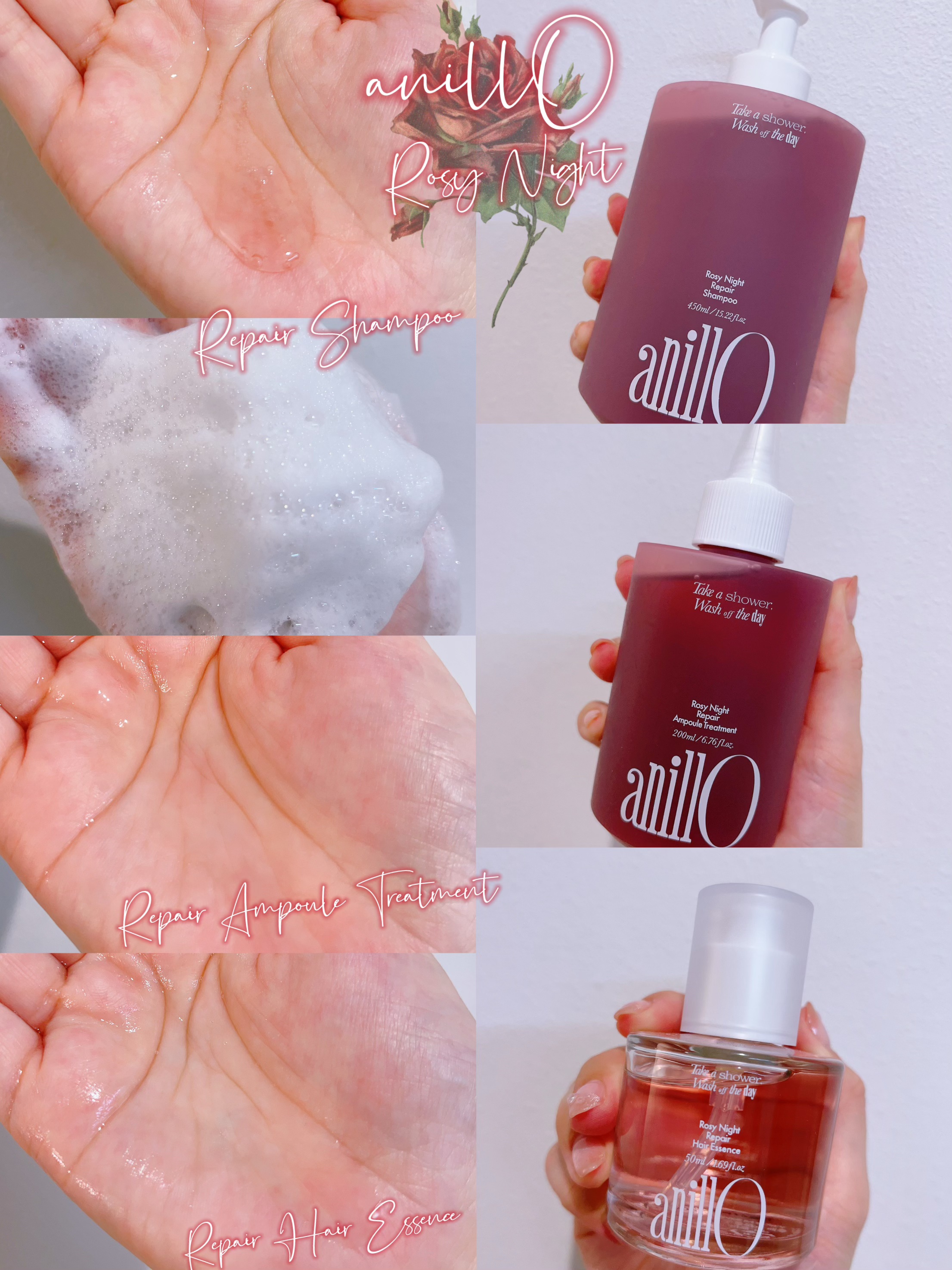 ロージーナイトリペアシャンプー/アンプルトリートメント/ANILLO/市販シャンプーを使ったクチコミ（1枚目）