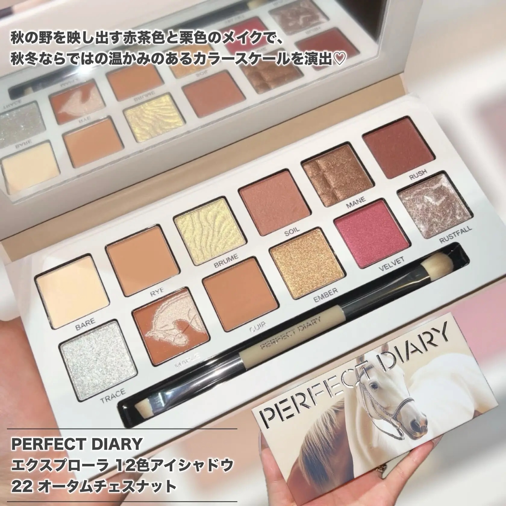 エクスプローラ12色 動物アイシャドウパレット オータムチェスナット/PERFECT DIARY/アイシャドウパレットを使ったクチコミ（2枚目）