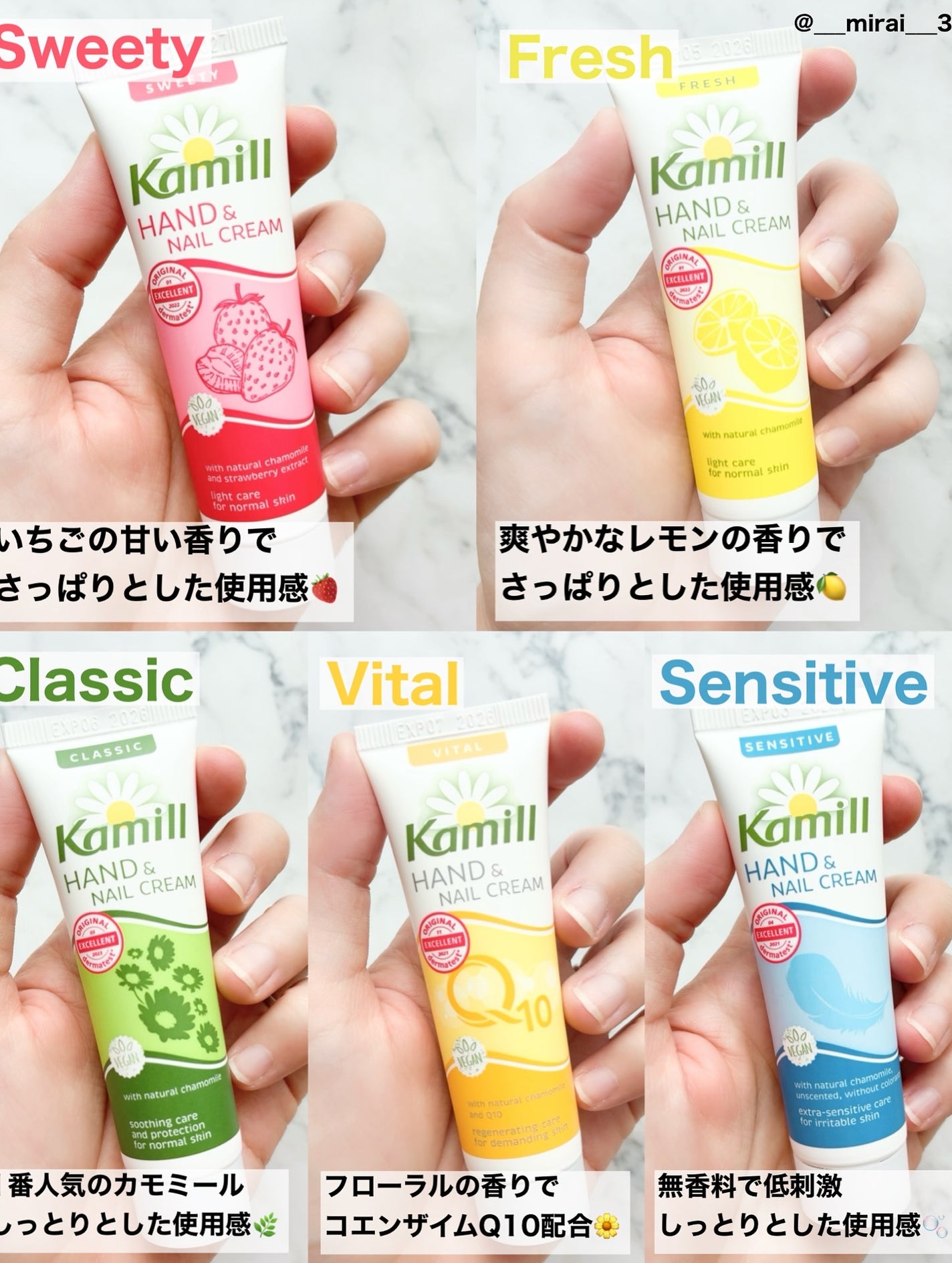 ハンド&ネイルクリームミニ 企画セット30ml*5/カミール/その他キットセットを使ったクチコミ(3枚目)