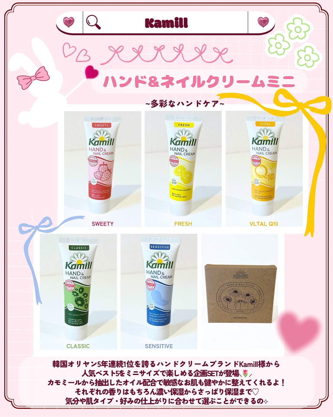 ハンド＆ネイルクリームミニ 企画セット30ml*5/カミール/その他キットセットを使ったクチコミ（2枚目）