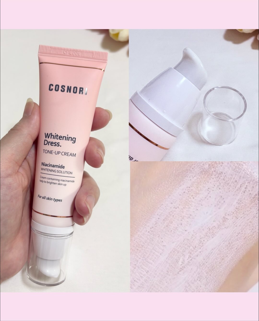 ホワイトニングドレストーンアップクリーム/COSNORI/化粧下地を使ったクチコミ（3枚目）