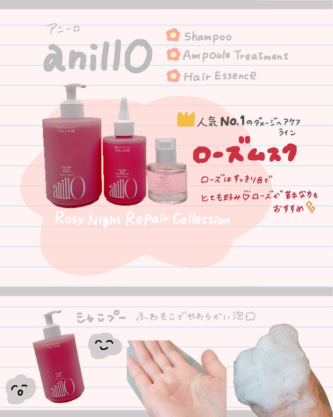 ロージーナイトヘアエッセンス/ANILLO/ヘアオイルを使ったクチコミ(1枚目)