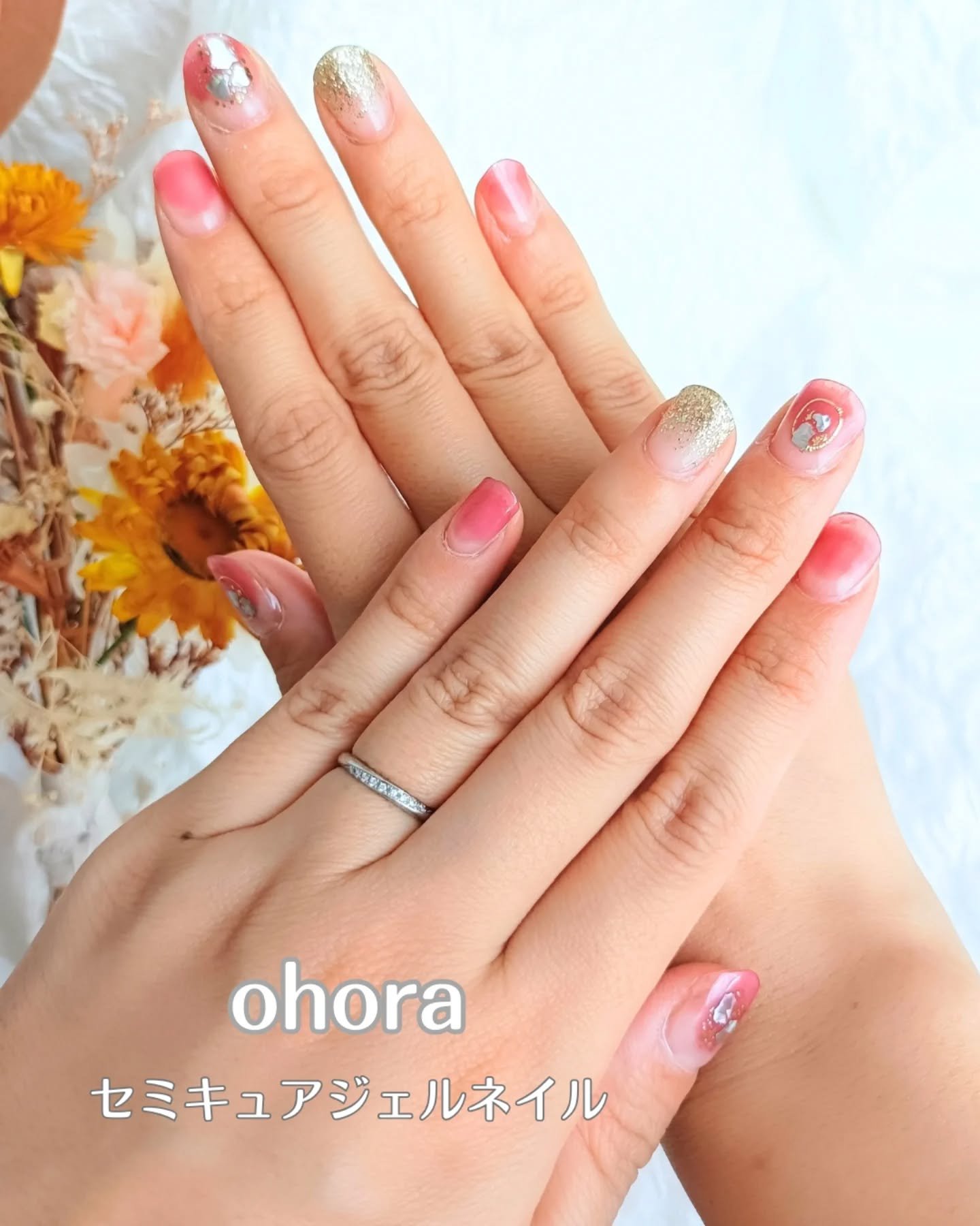 セミキュアジェルネイル（ハンド）/ohora/ネイルシールを使ったクチコミ（1枚目）