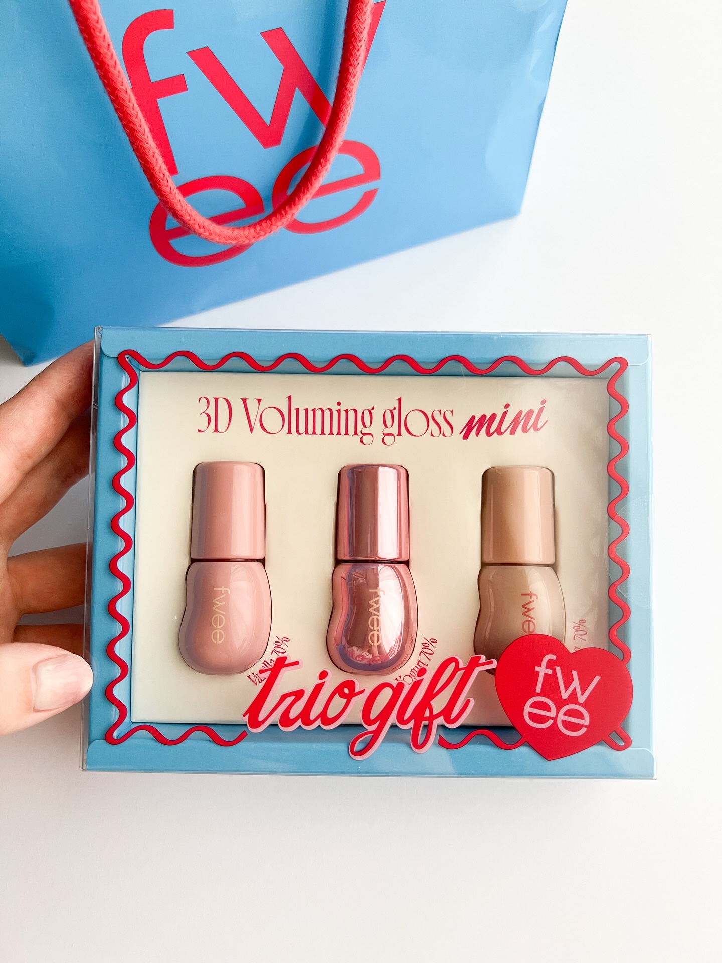 3Dボリューミンググロス ミニトリオギフト/fwee/メイクアップキットを使ったクチコミ（1枚目）