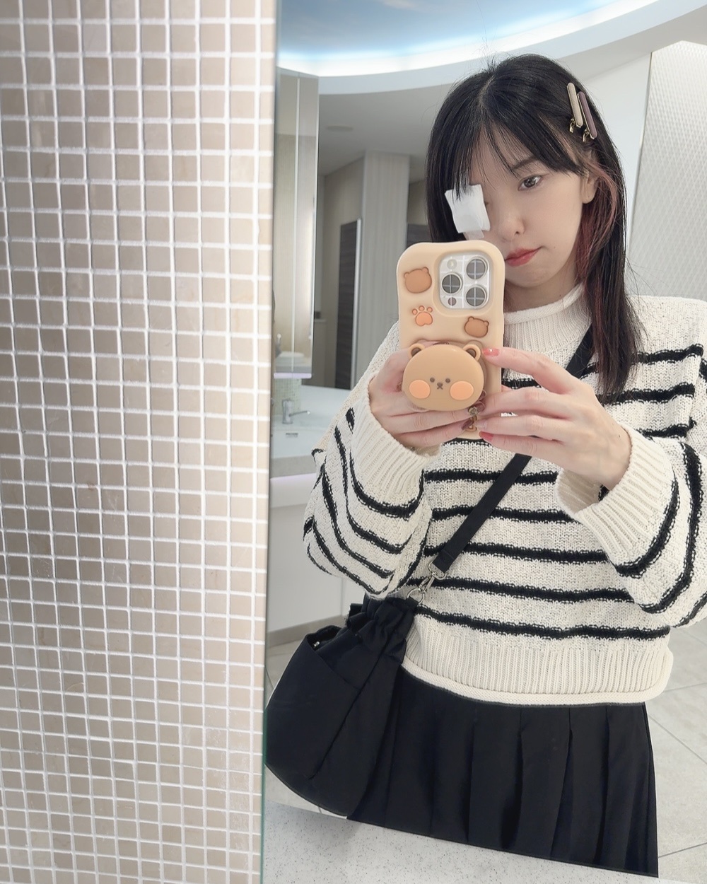 ボーダー柄ハイネックロールアップニットトップス/GRL/その他を使ったクチコミ（3枚目）