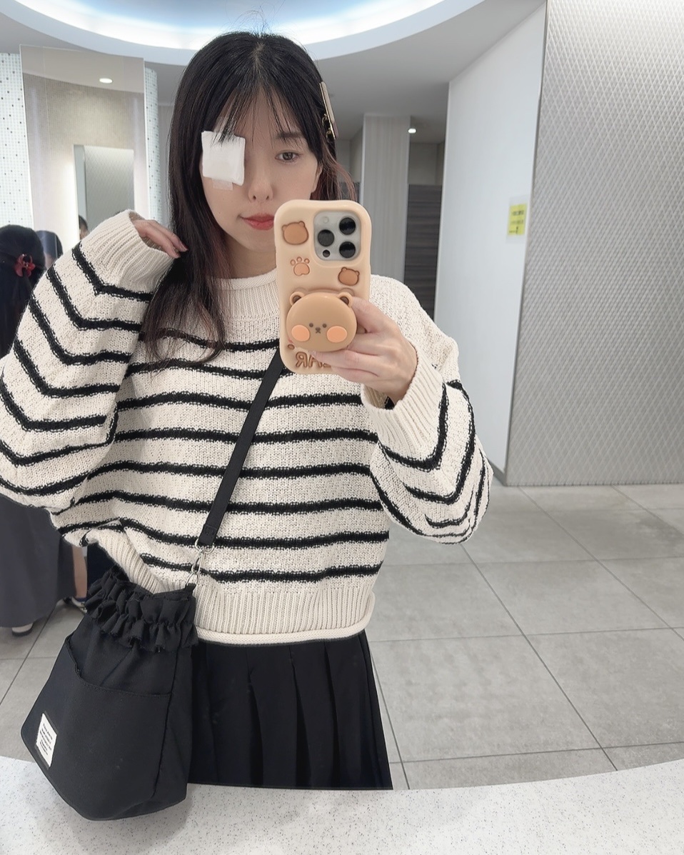 ボーダー柄ハイネックロールアップニットトップス/GRL/その他を使ったクチコミ（1枚目）