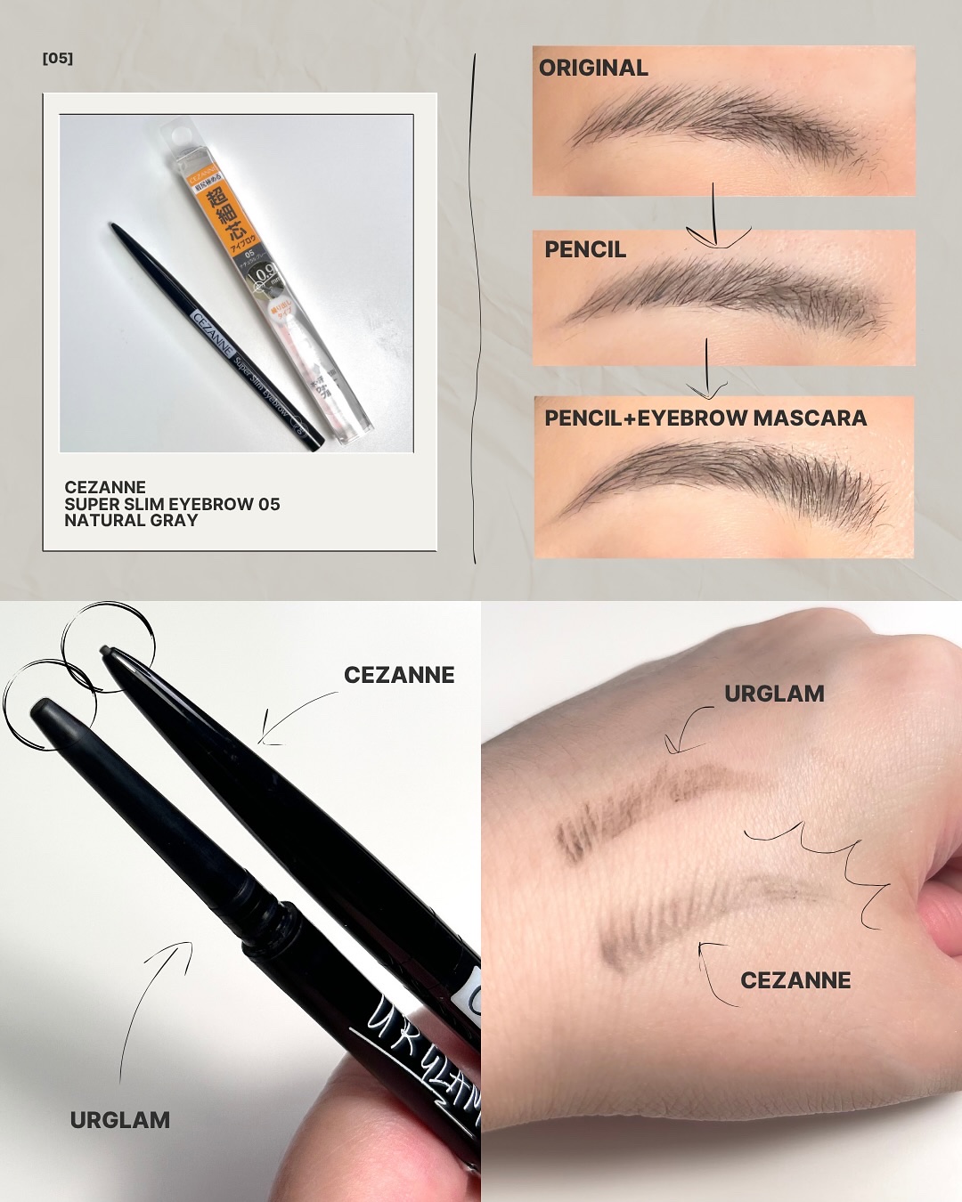 超細芯アイブロウ 05 ナチュラルグレー/CEZANNE/アイブロウペンシルを使ったクチコミ（2枚目）