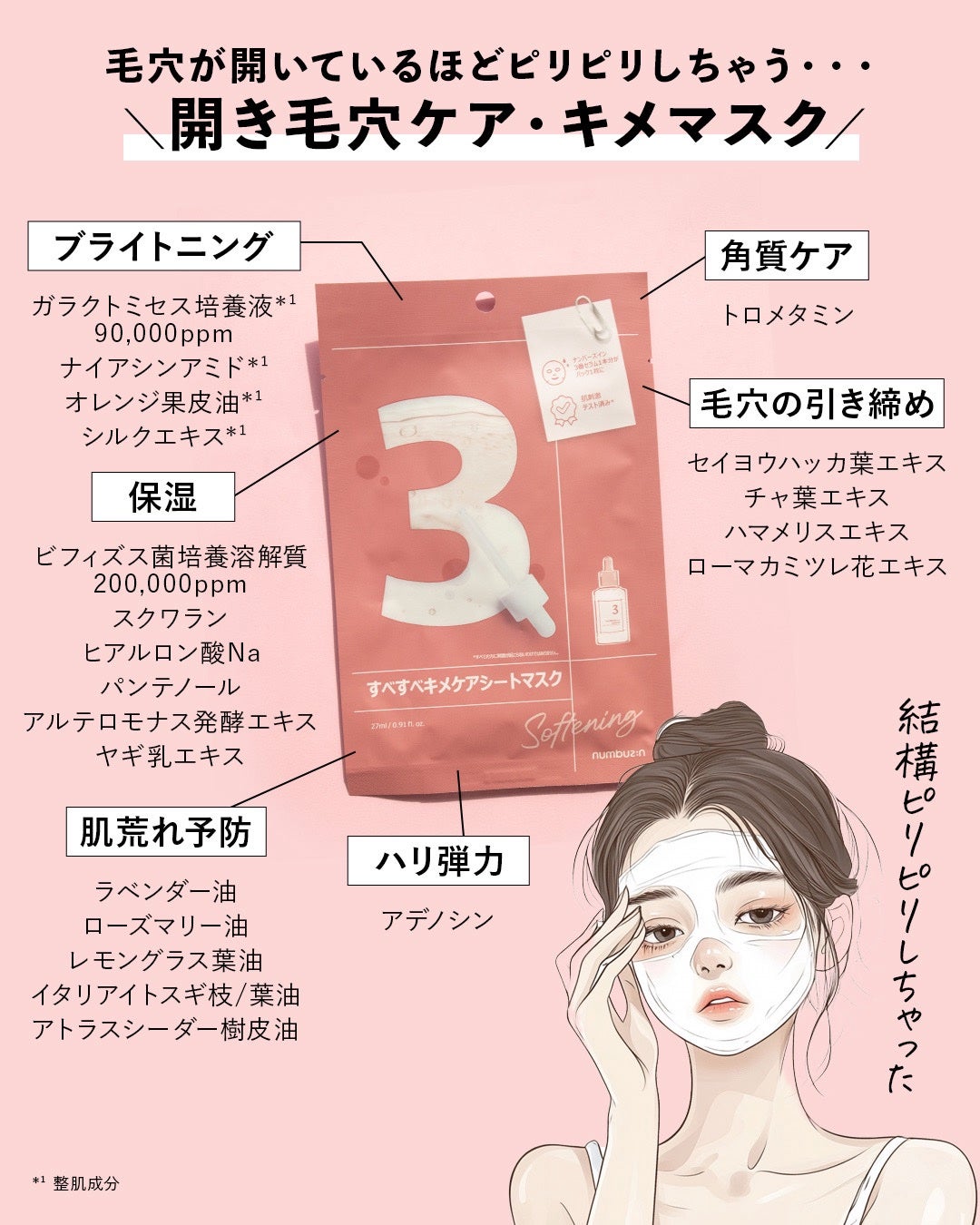 3番 すべすべキメケアシートマスク/numbuzin/シートマスク・パックを使ったクチコミ(3枚目)