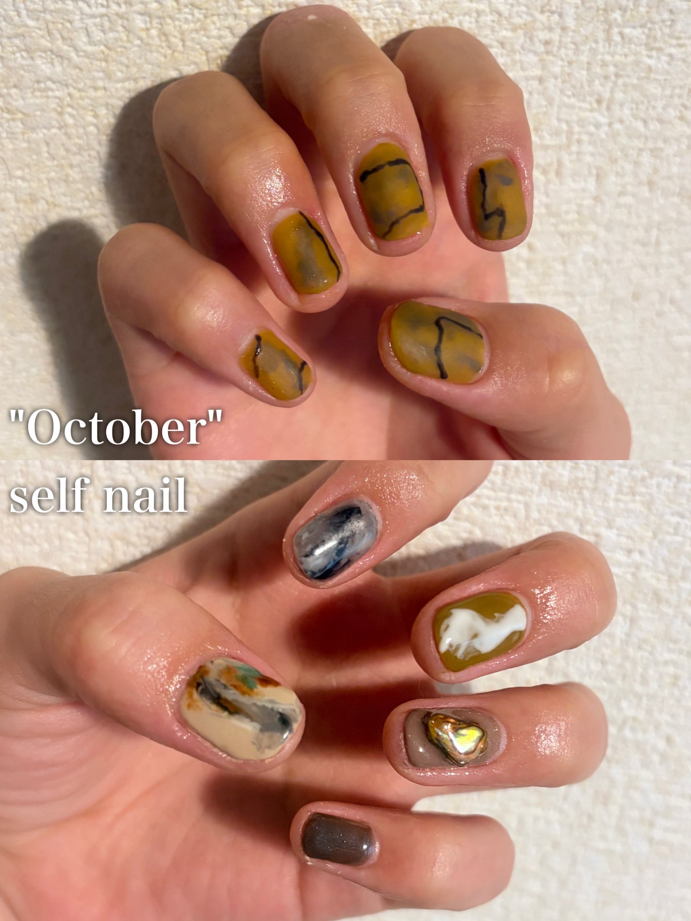 Dechi🐐 on LIPS 「10月セルフネイル💅くすみイエローで秋感満載💛────────..」(1枚目)