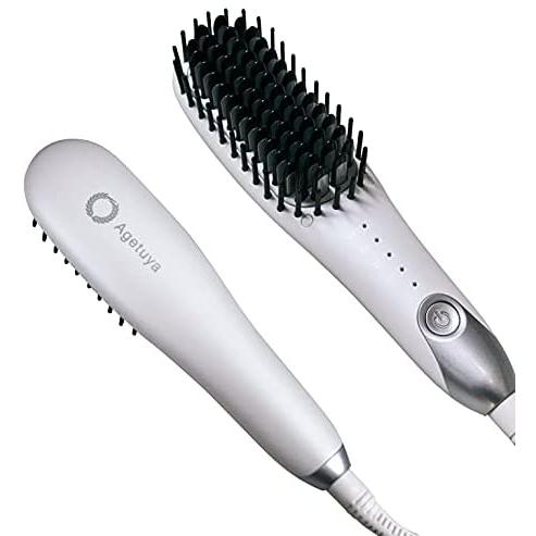 Agetuyaポータブルミニブラシアイロン（ポーチ付き） ホワイト